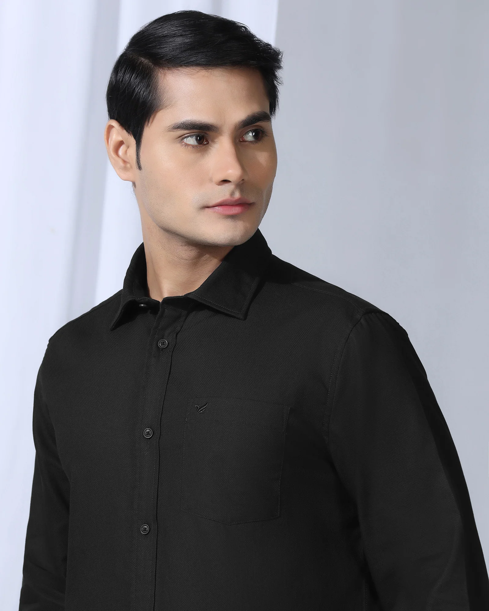 Casual Black Textured Shirt - Caty - Image 4