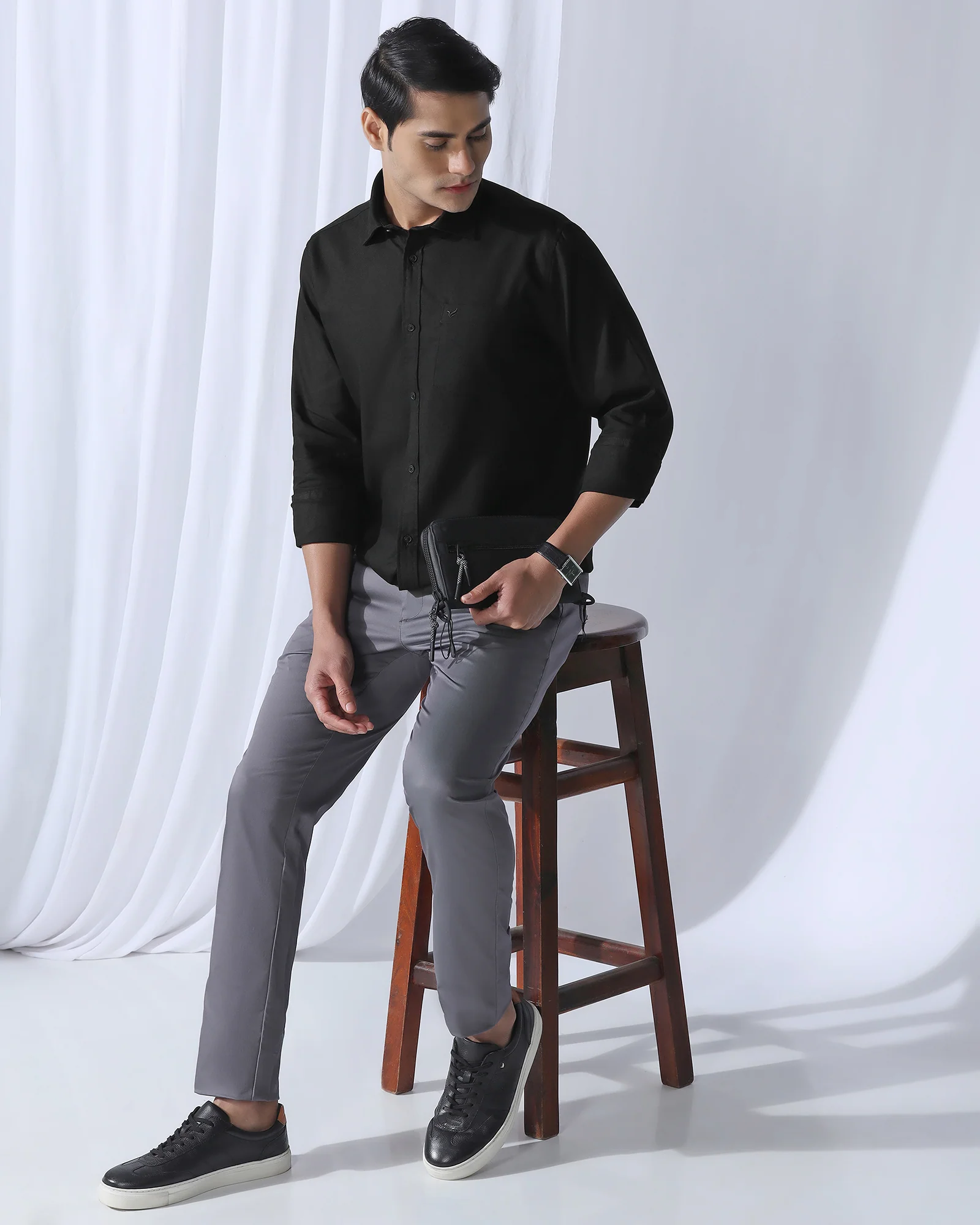 Casual Black Textured Shirt - Caty - Image 7