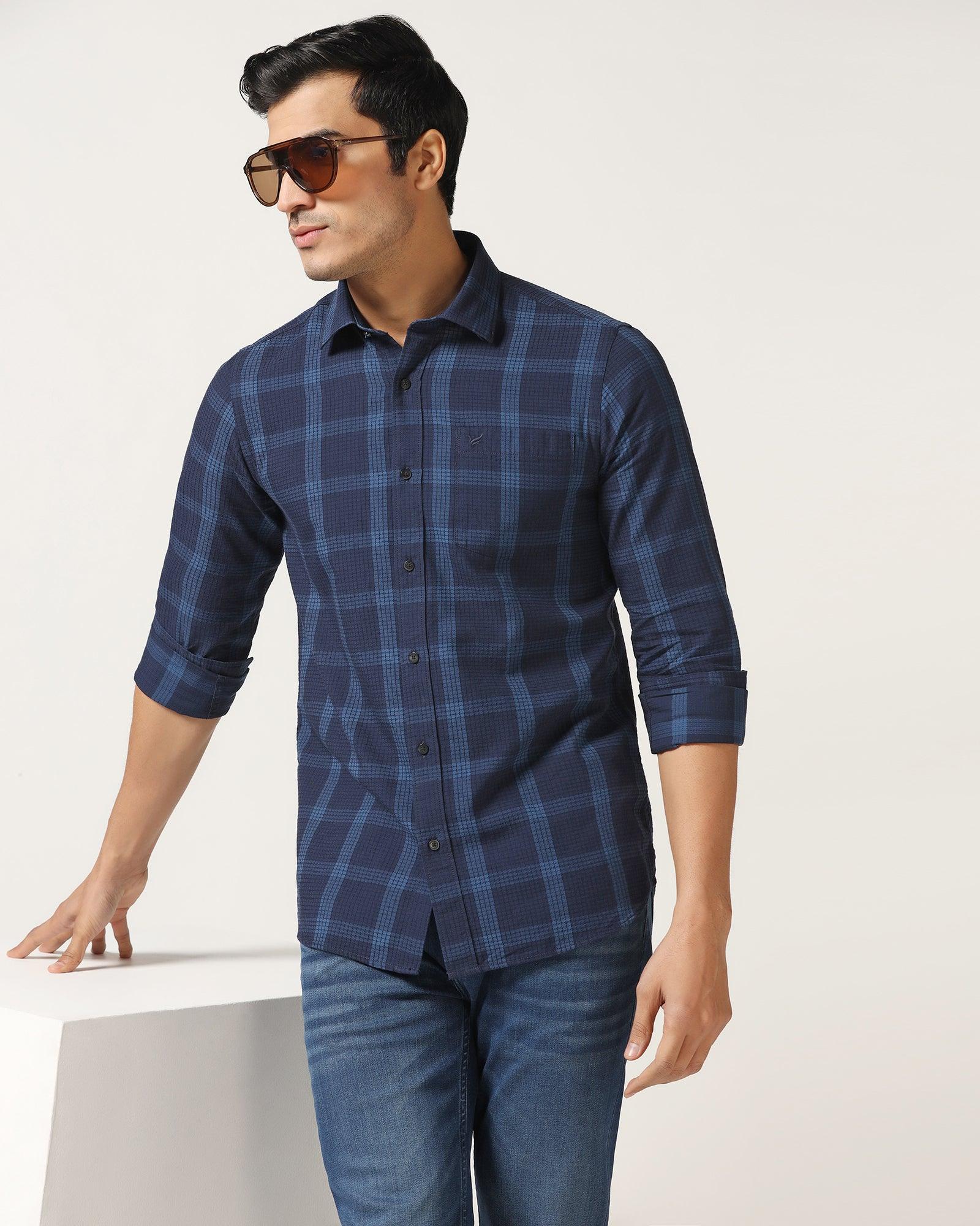 Casual Blue Check Shirt - Audrey - Image 6