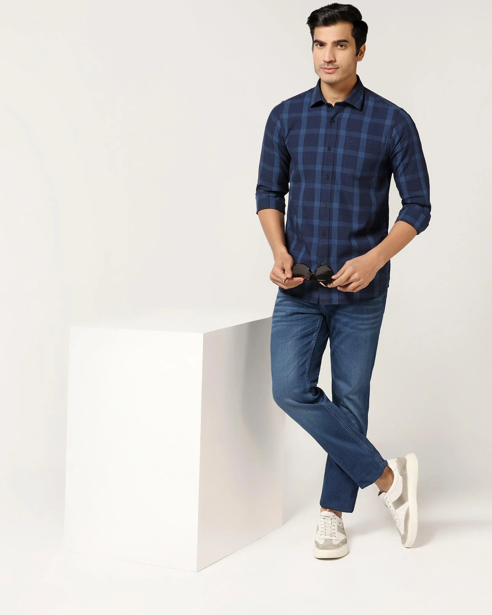 Casual Blue Check Shirt - Audrey - Image 7