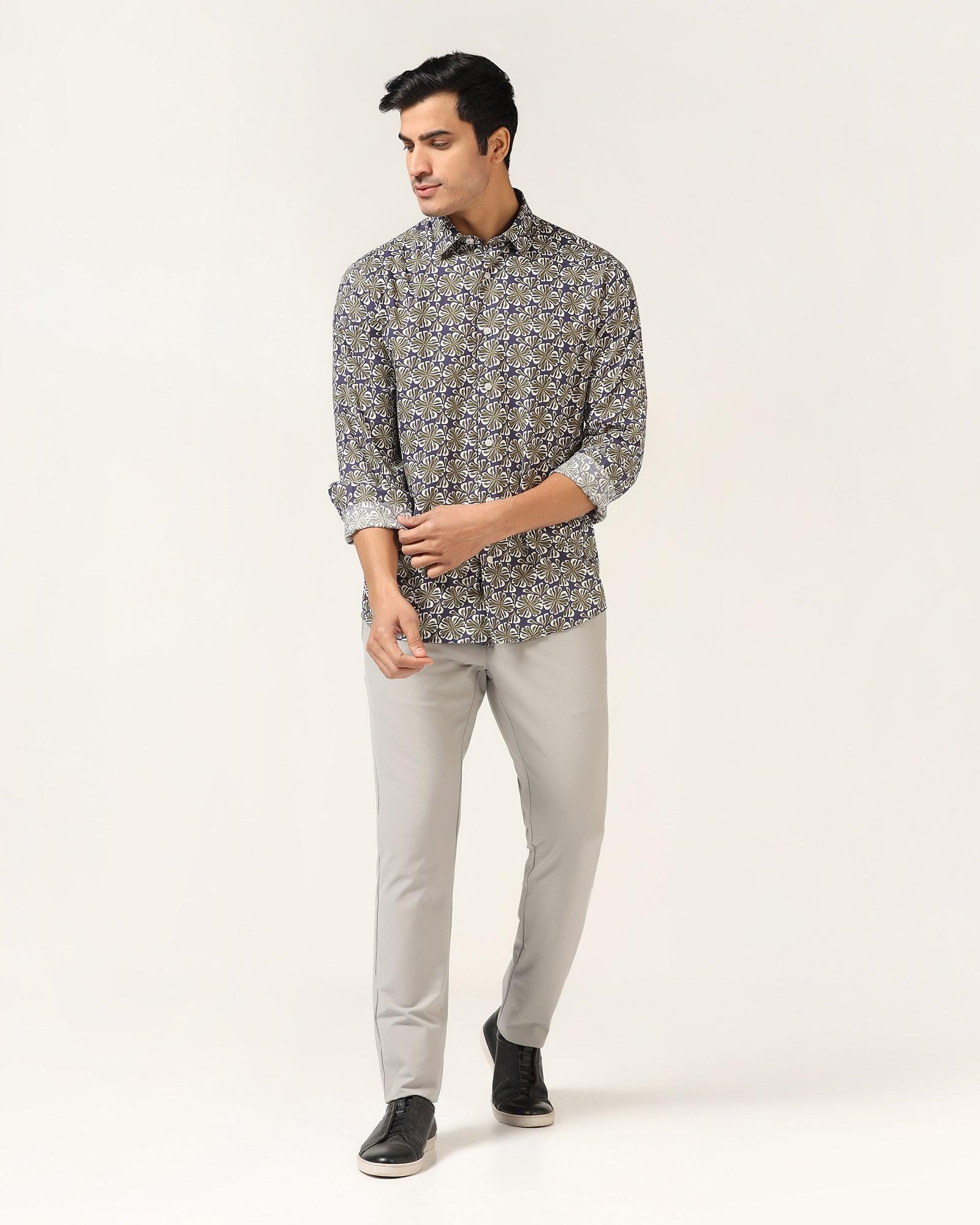 Casual Blue Printed Shirt - Melon - Image 3