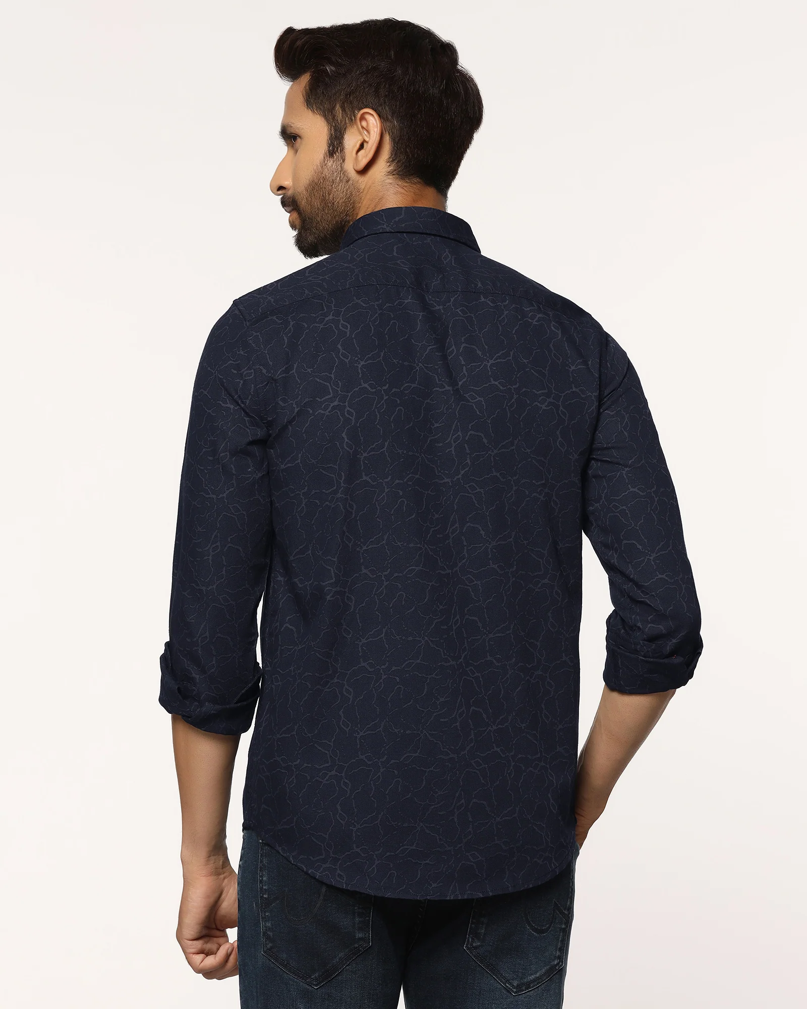 Casual Blue Printed Shirt - Mercer - Image 2