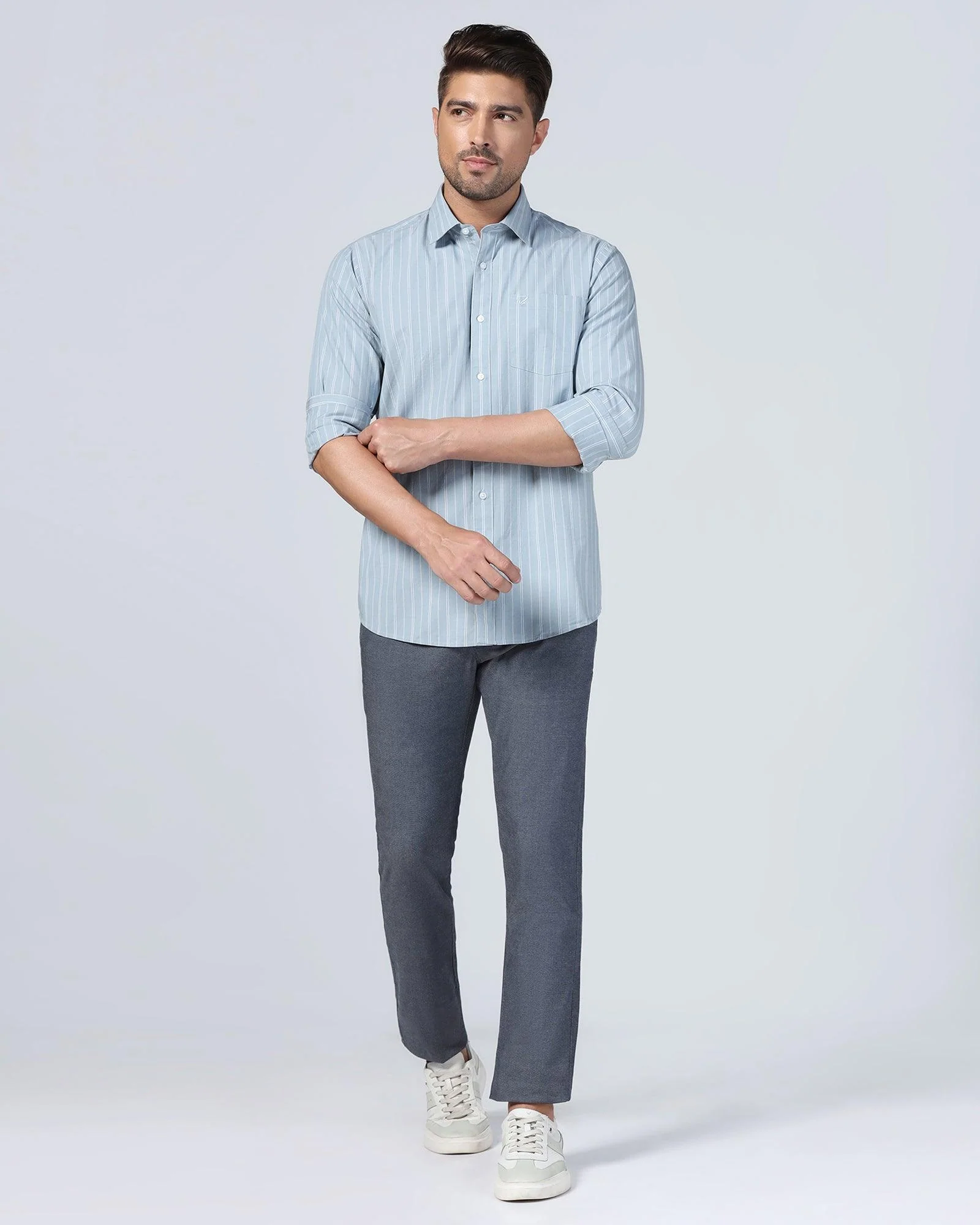 Casual Blue Stripe Shirt - Dollar - Image 3
