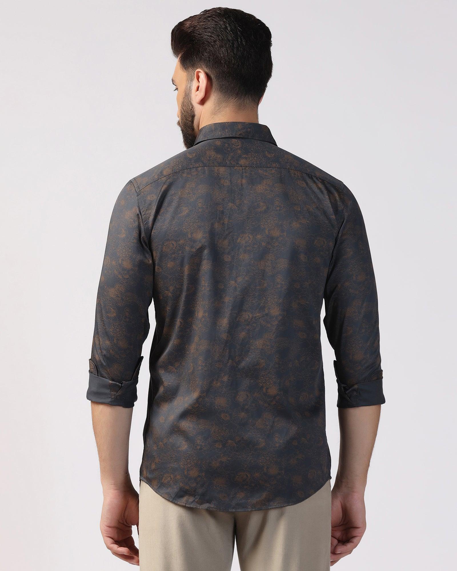 Casual Dark Grey Printed Shirt - Lara - Image 2