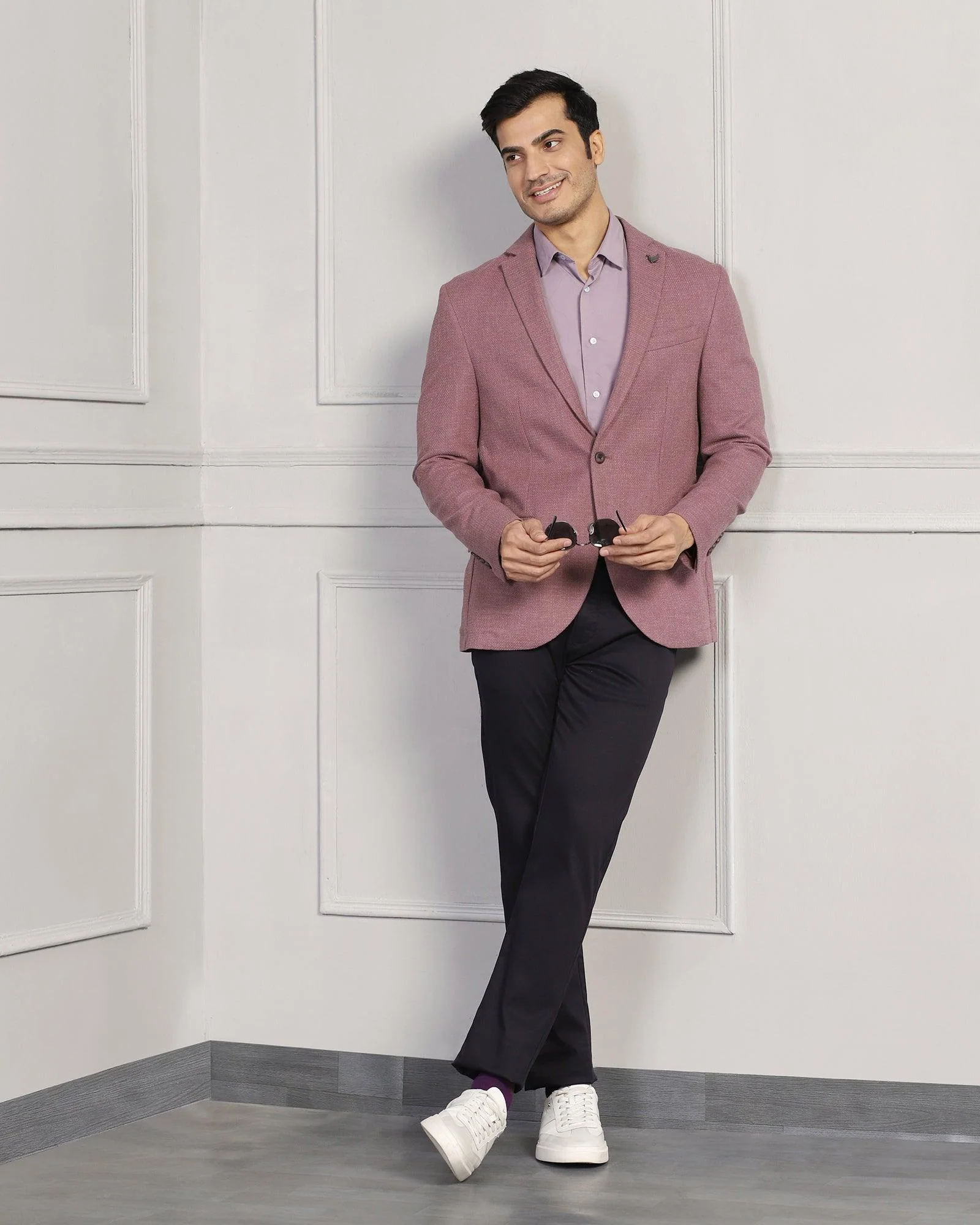 Casual Dusty Pink Textured Blazer - Astin - Image 6