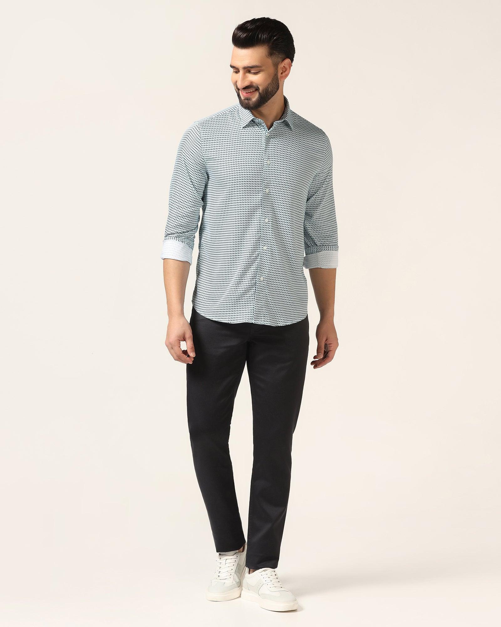 Casual Green Printed Shirt - Silver - Image 3