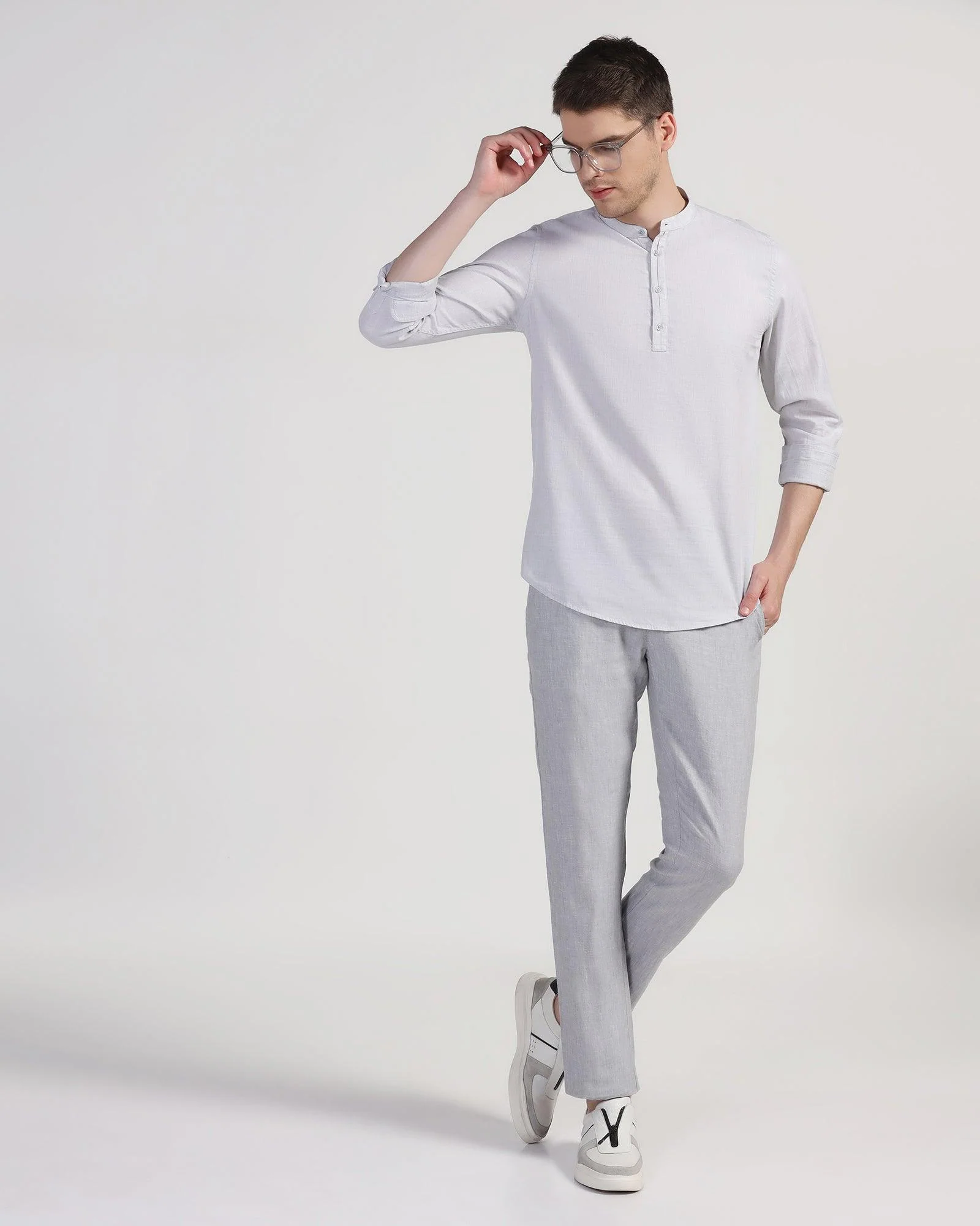 Casual Grey Solid Shirt - Carly - Image 7