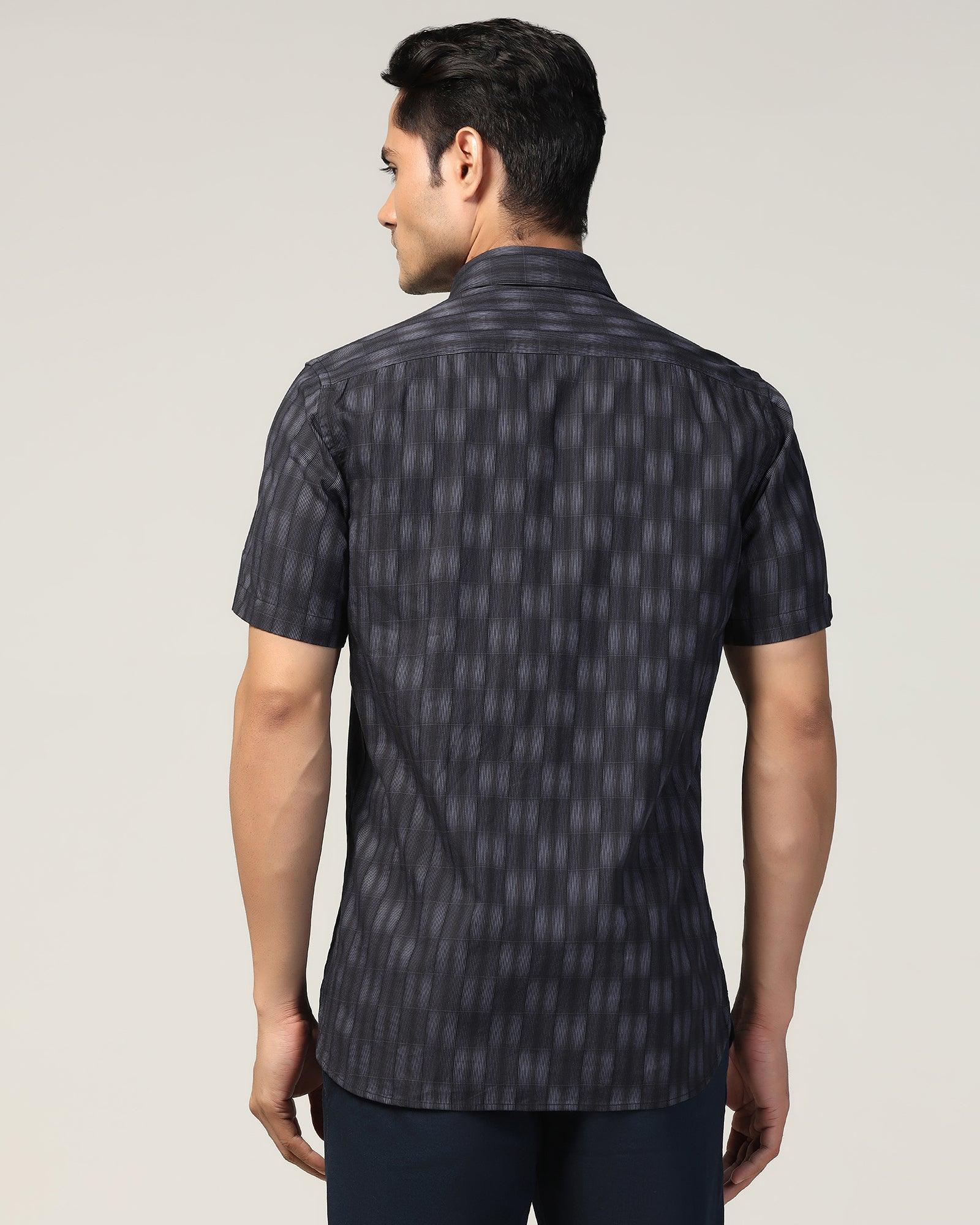 Casual Half Sleeve Blue Check Shirt - Fenix - Image 2
