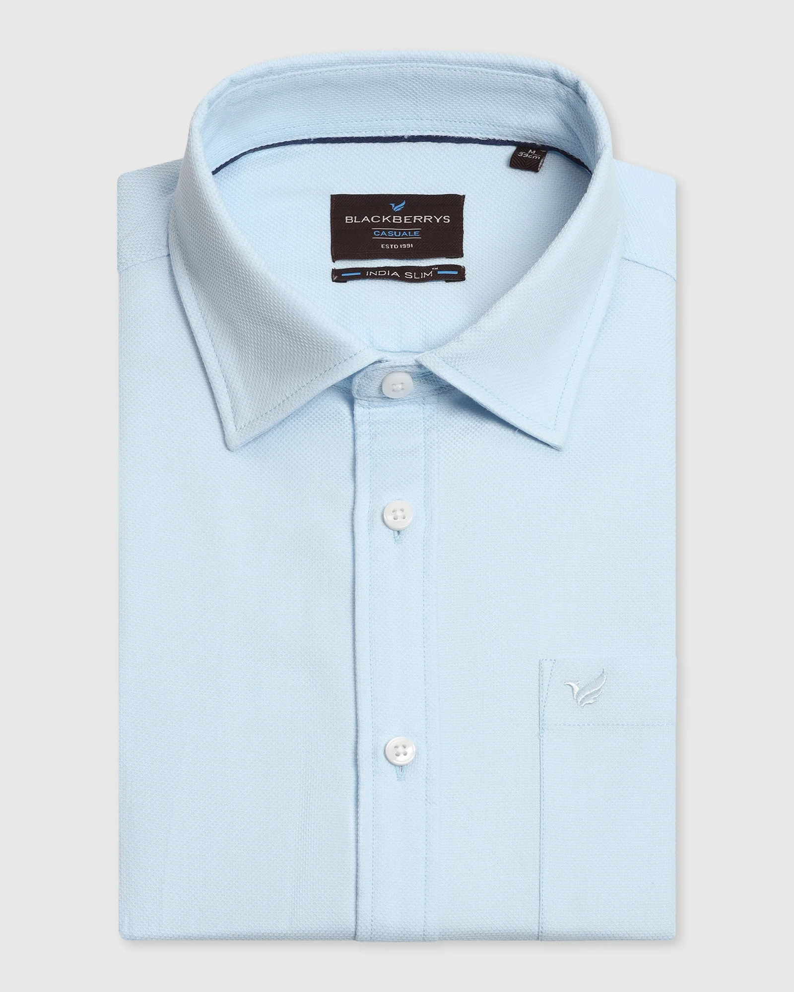Casual Light Blue Textured Shirt - Caty - Image 5
