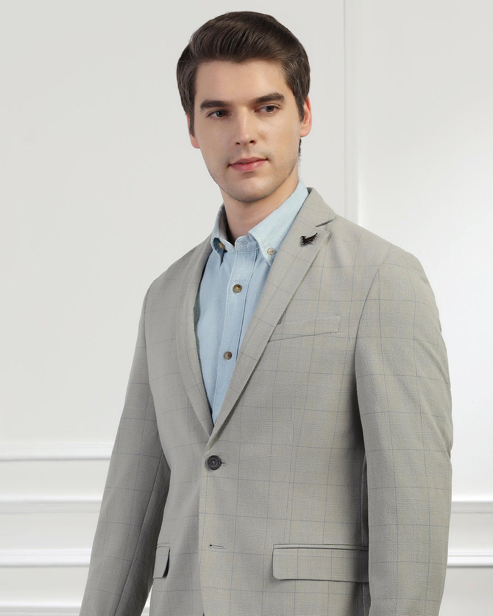 Casual Light Grey Check Blazer - Marcus - Image 4