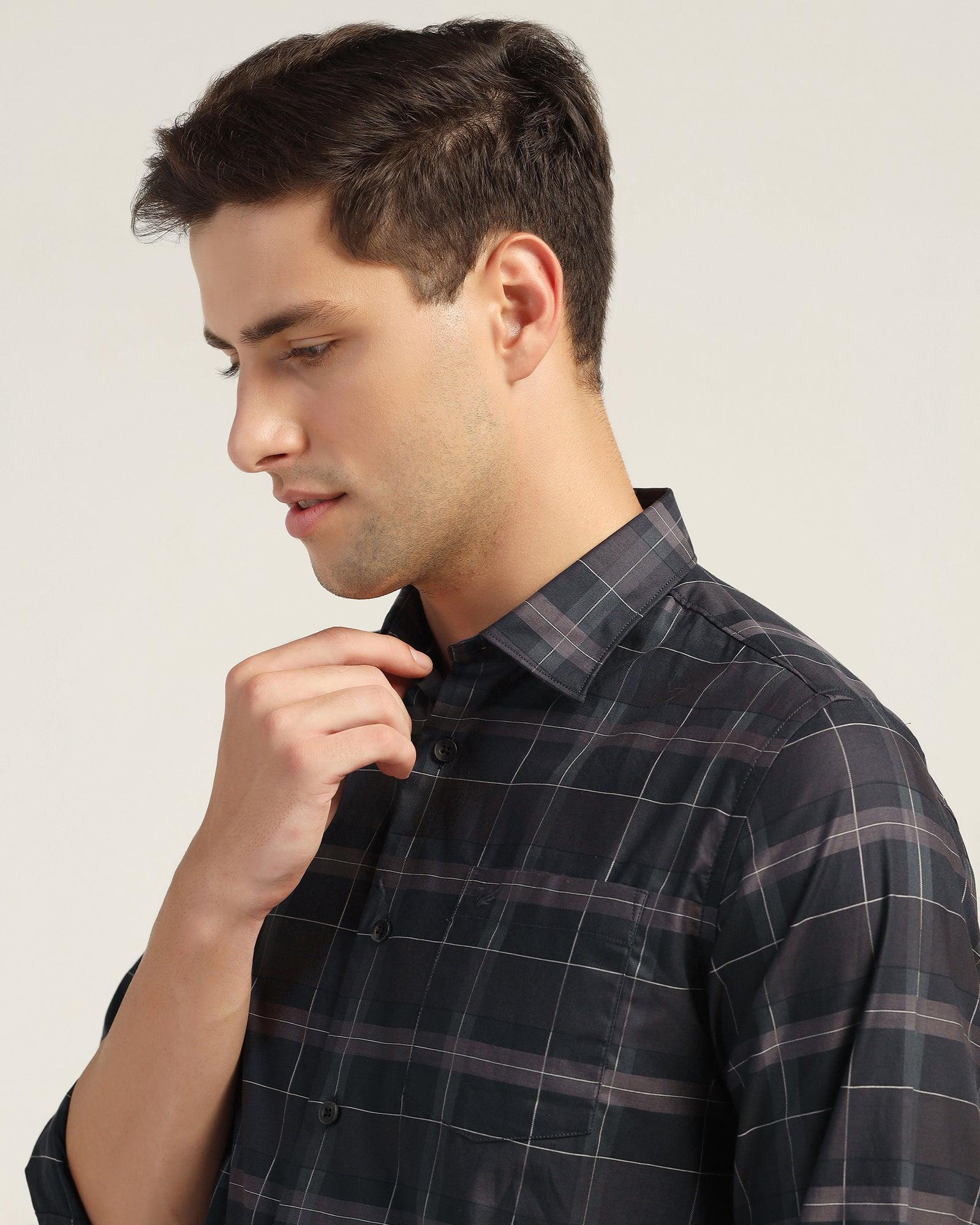 Casual Navy Check Shirt - Niger - Image 4