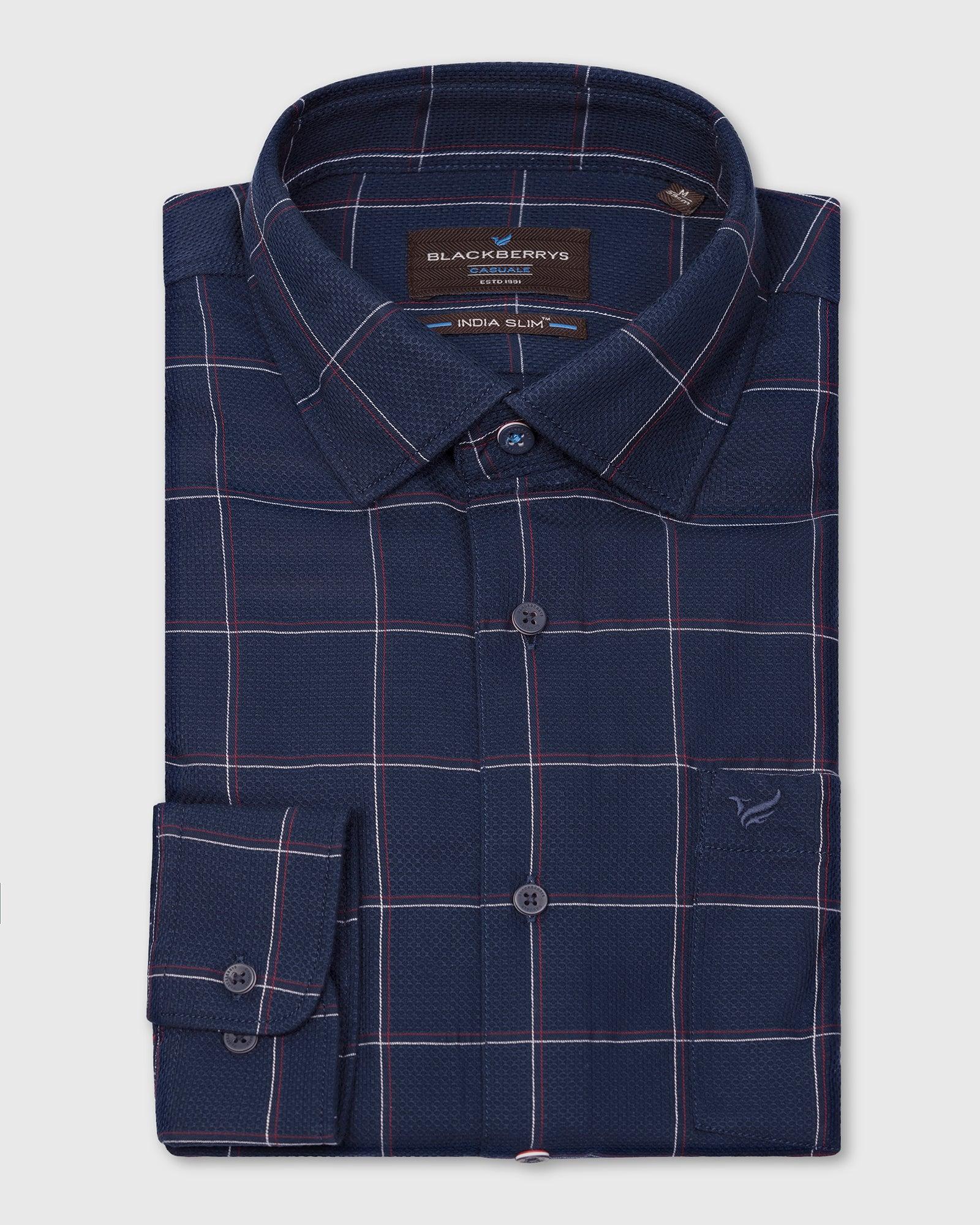 Casual Navy Check Shirt - Wilson - Image 5
