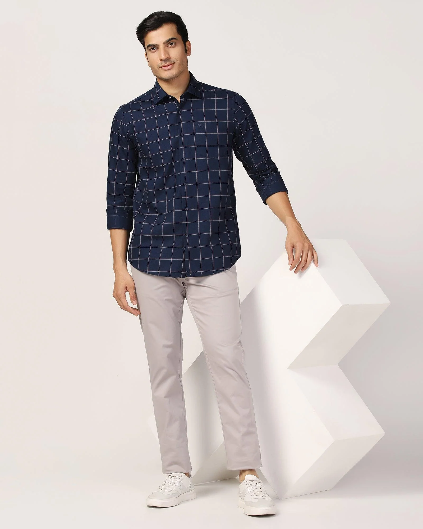 Casual Navy Check Shirt - Wilson - Image 7
