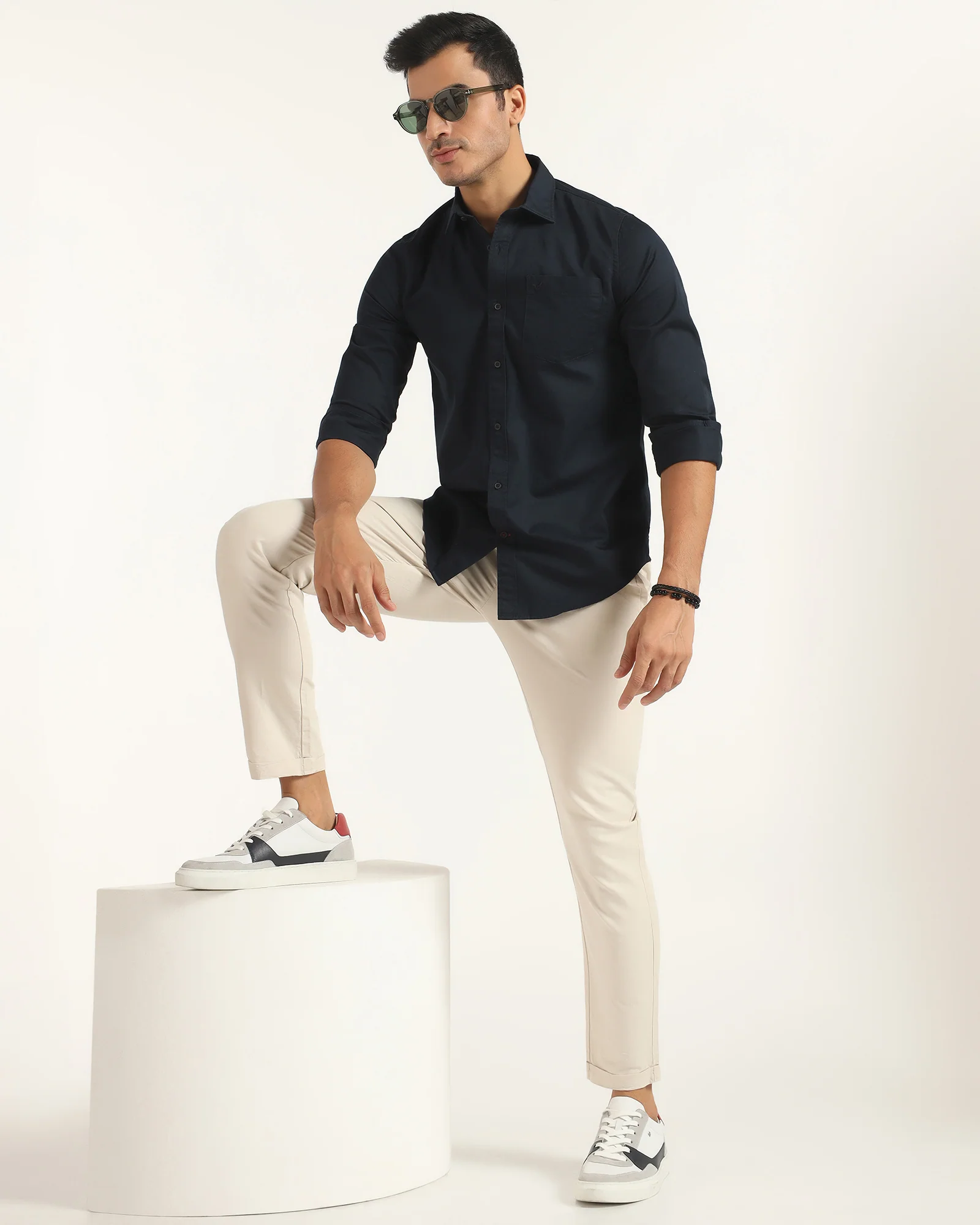 Casual Navy Solid Shirt - Juro - Image 7