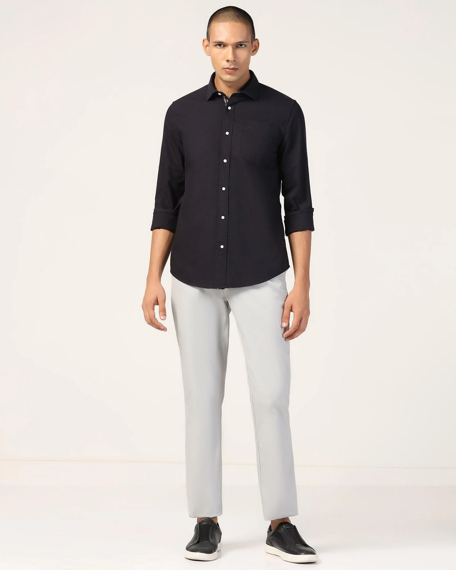 Casual Navy Solid Shirt - Solly - Image 3