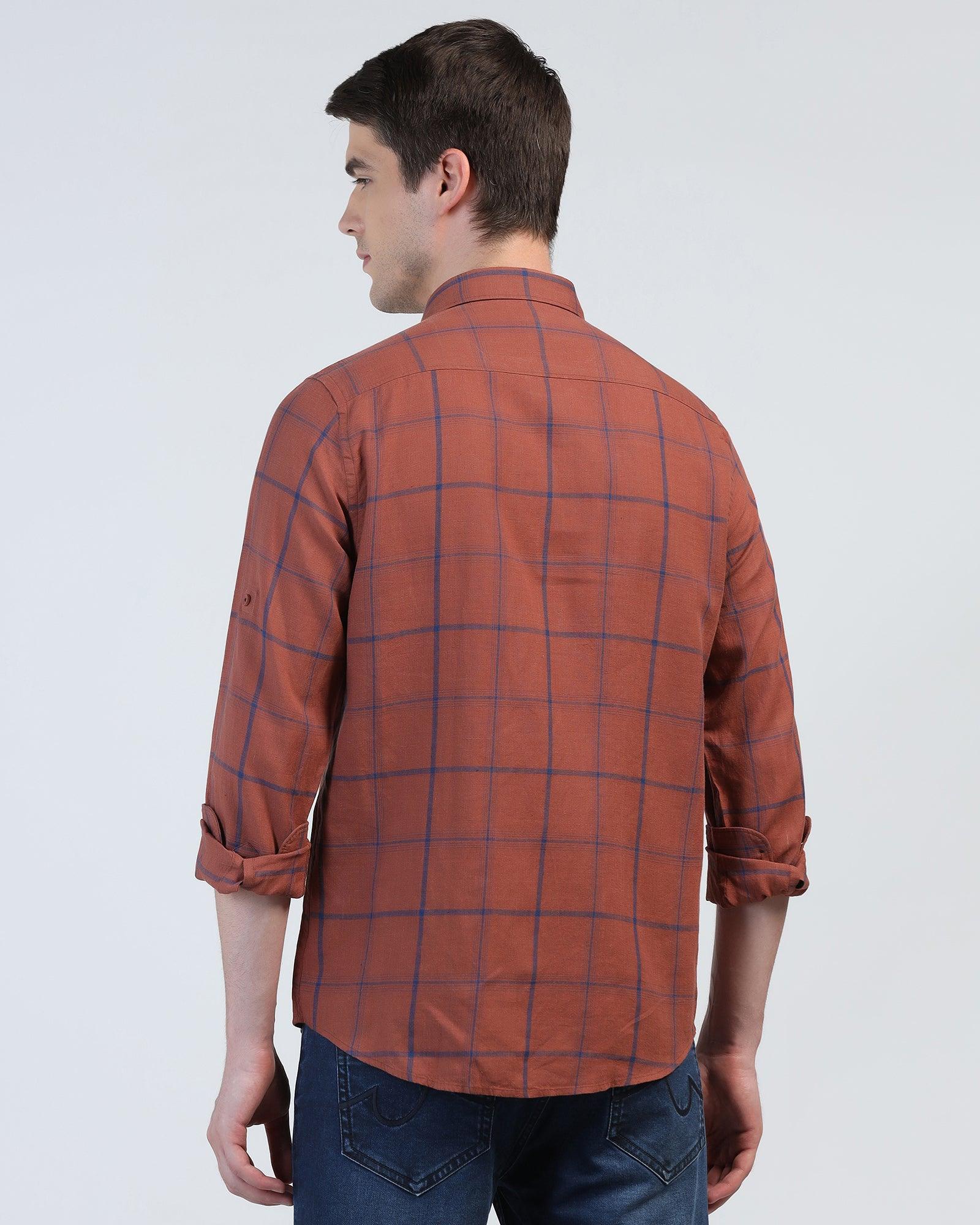 Casual Rust Check Shirt - Kazo - Image 2