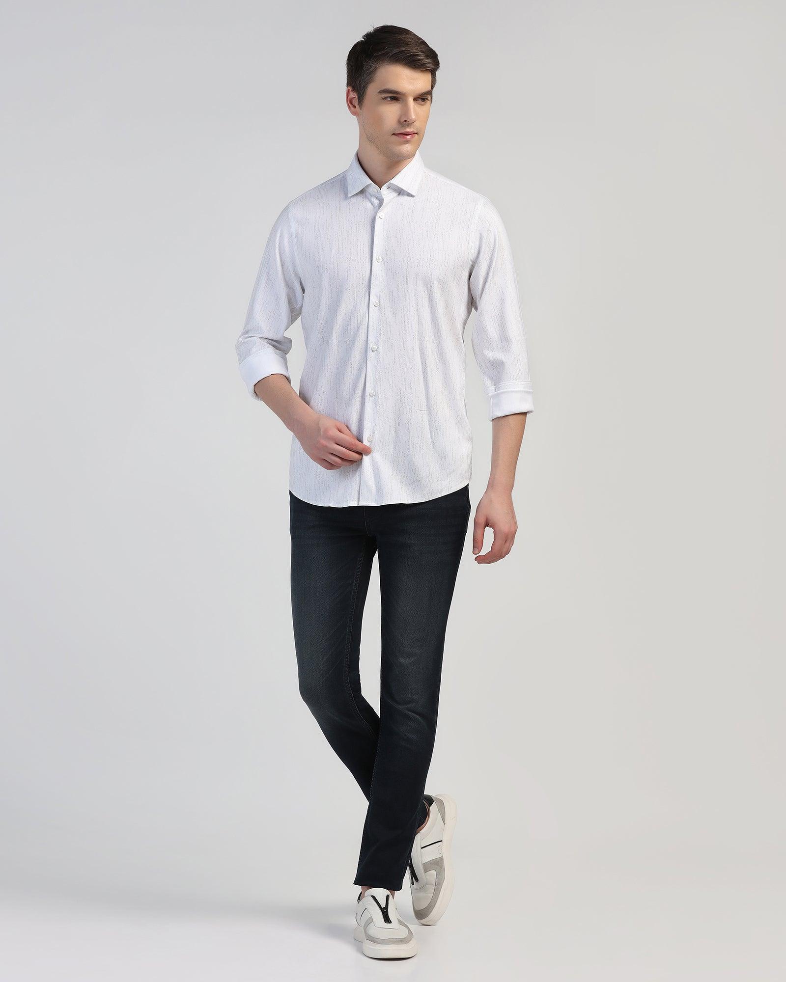 Casual White Printed Shirt - Ena - Image 3