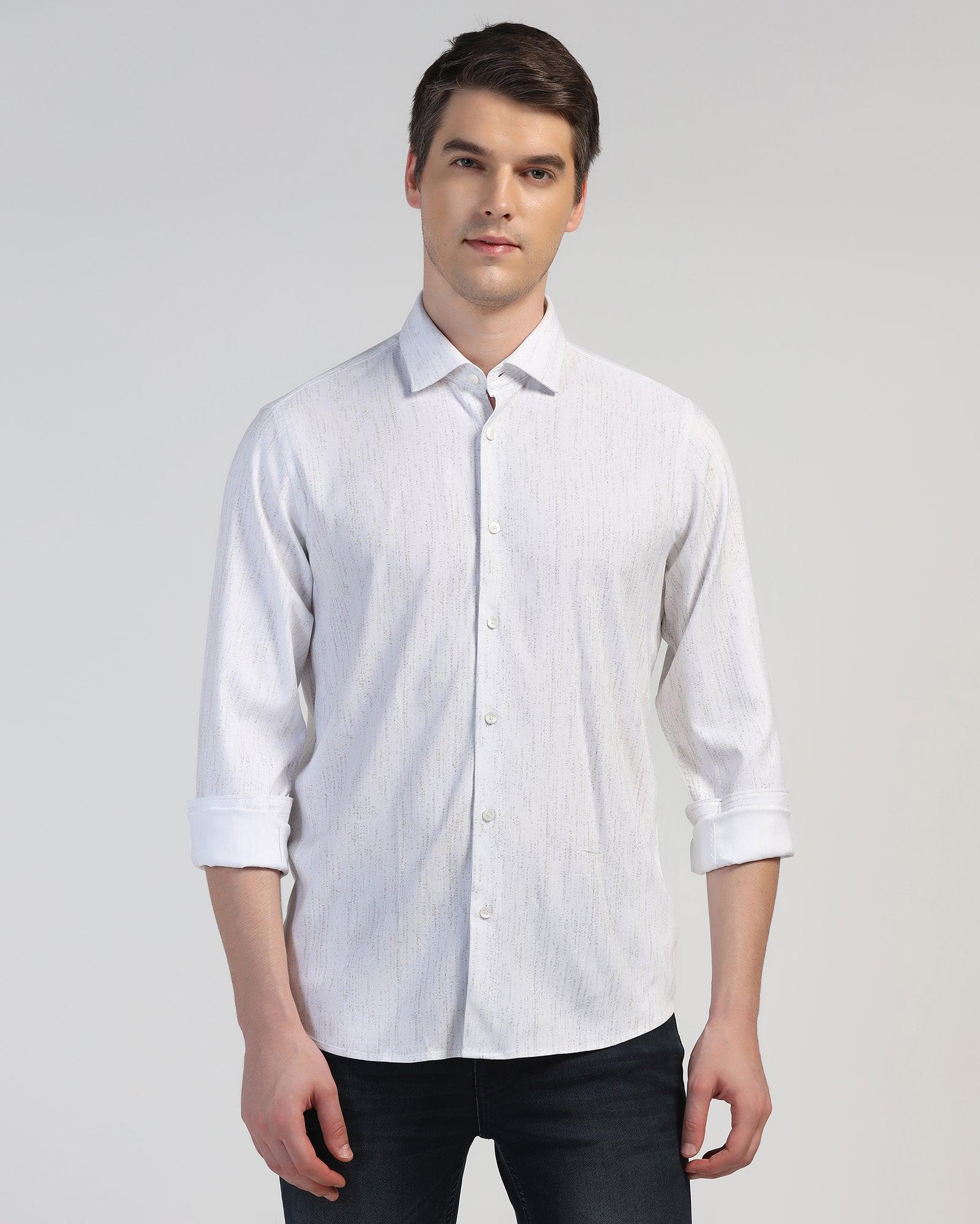 Casual White Printed Shirt - Ena - Image 9