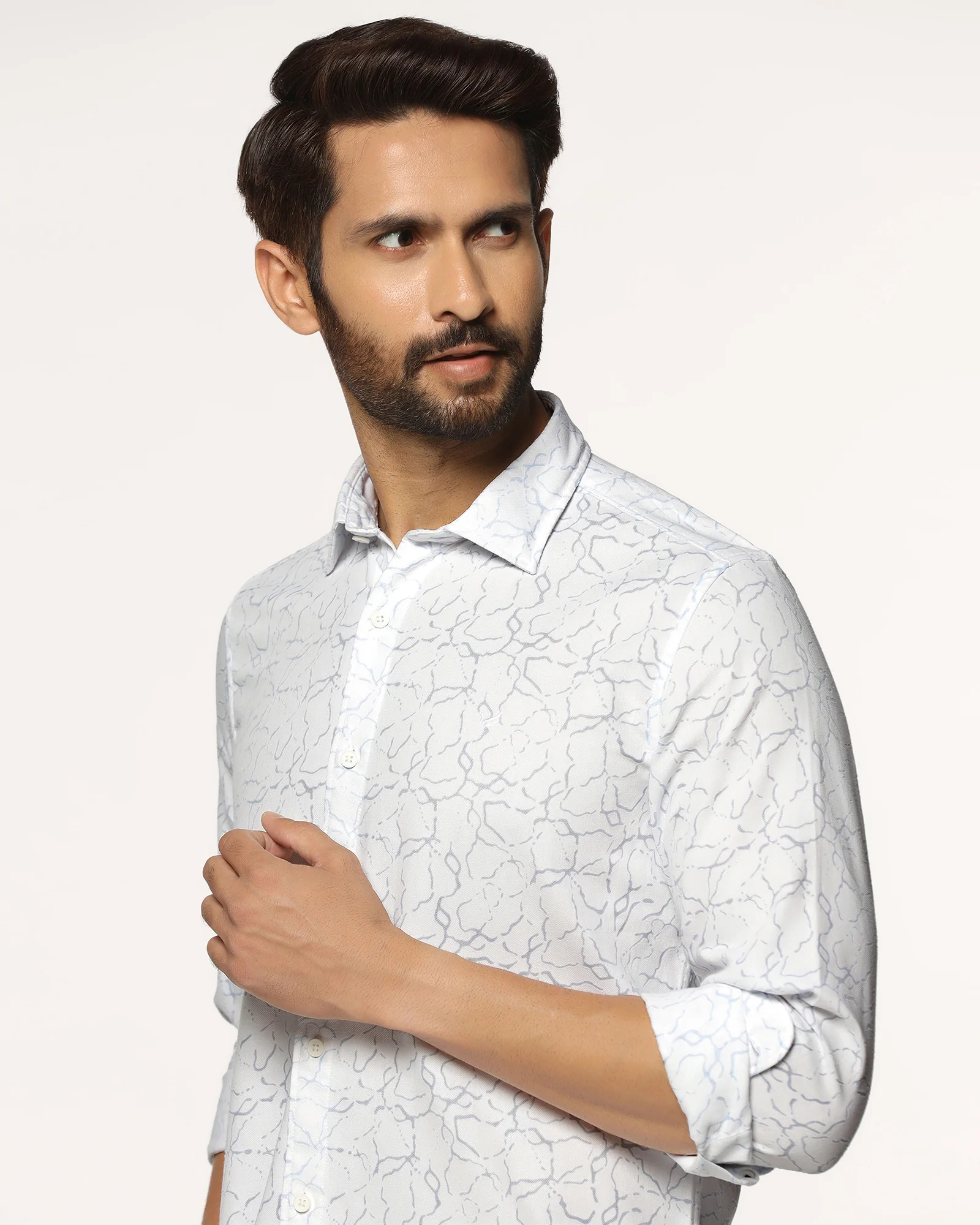 Casual White Printed Shirt - Mercer - Image 4