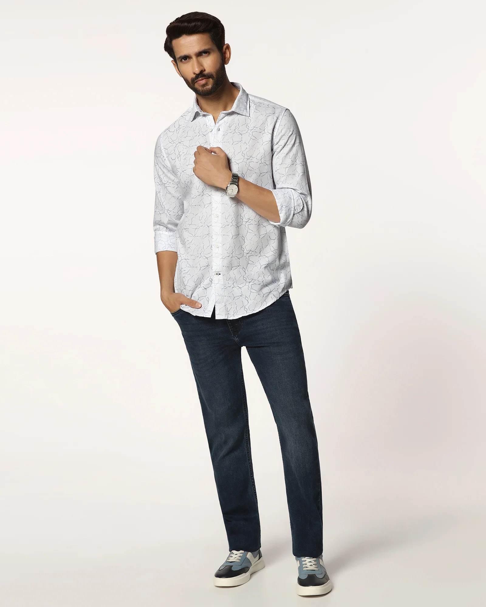 Casual White Printed Shirt - Mercer - Image 7