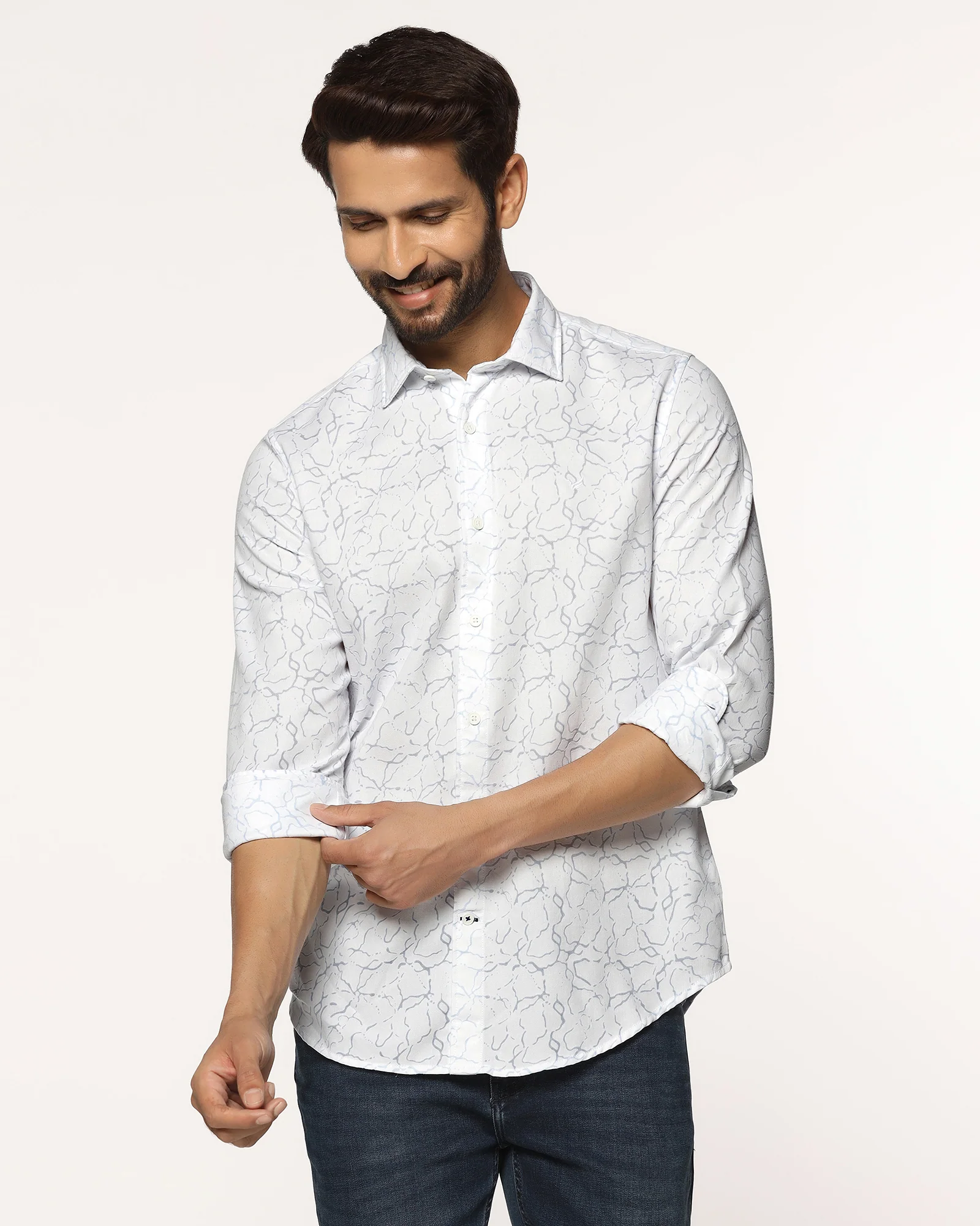 Casual White Printed Shirt - Mercer - Image 8