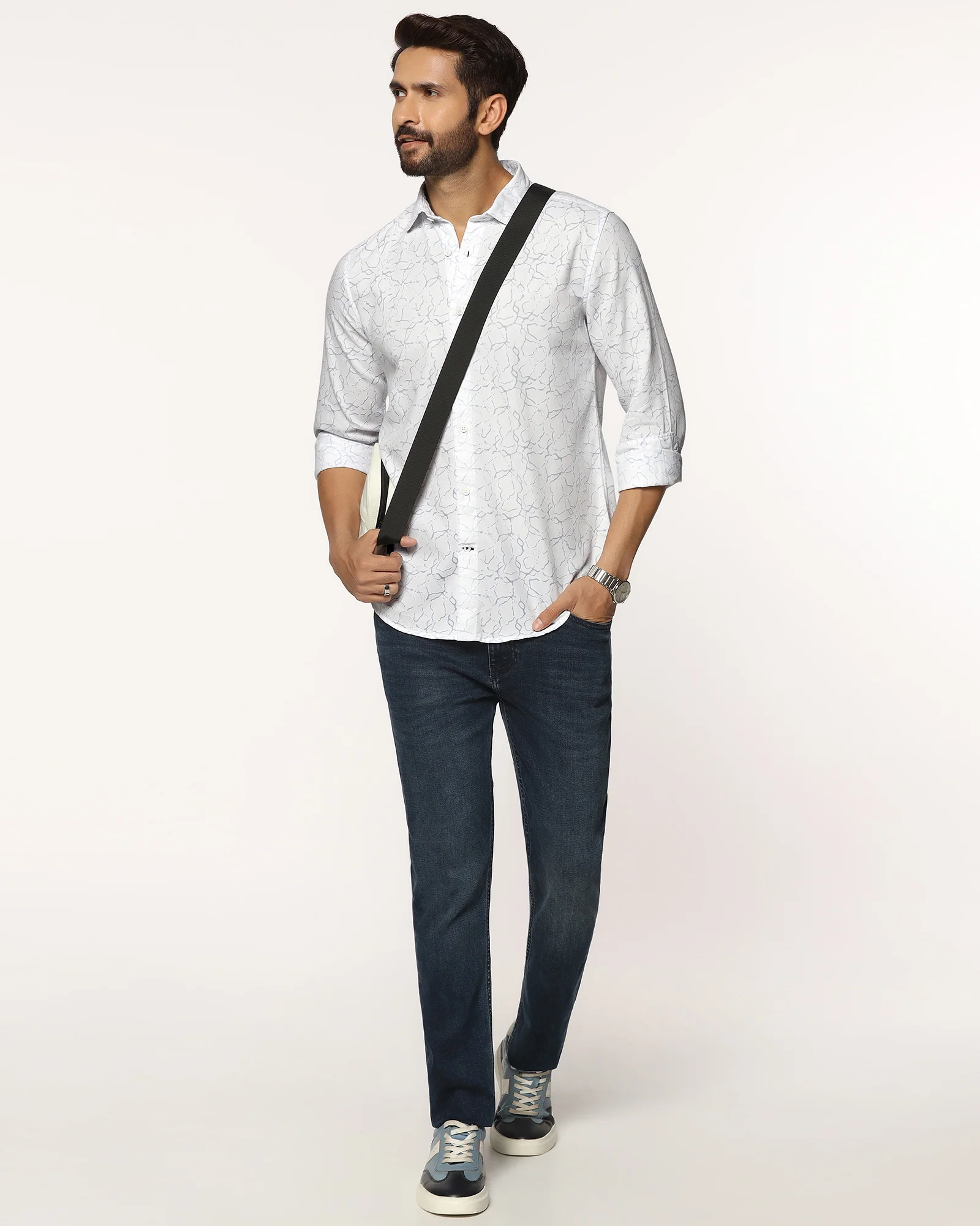 Casual White Printed Shirt - Mercer - Image 9