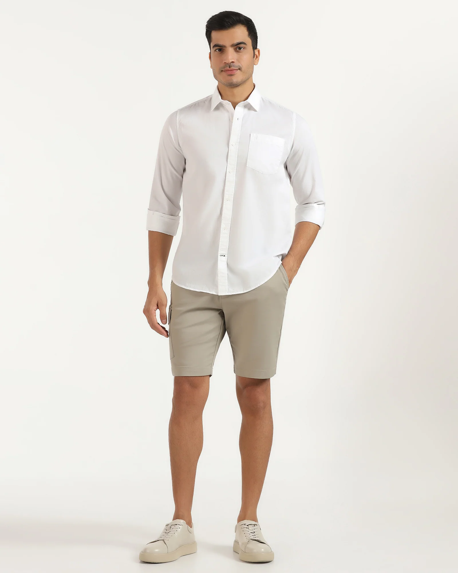 Casual White Solid Shirt - Juro - Image 3