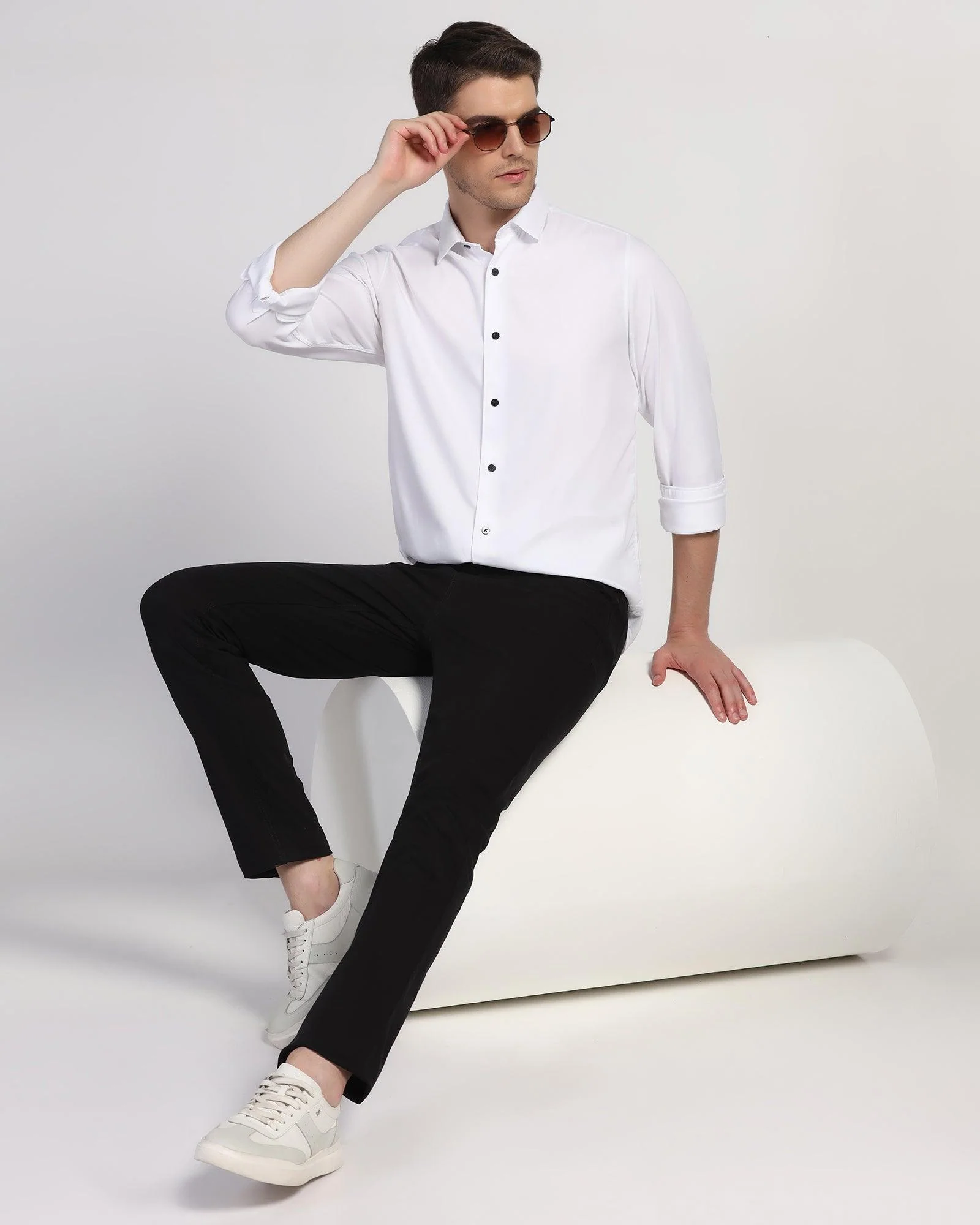 Casual White Solid Shirt - Sula - Image 6