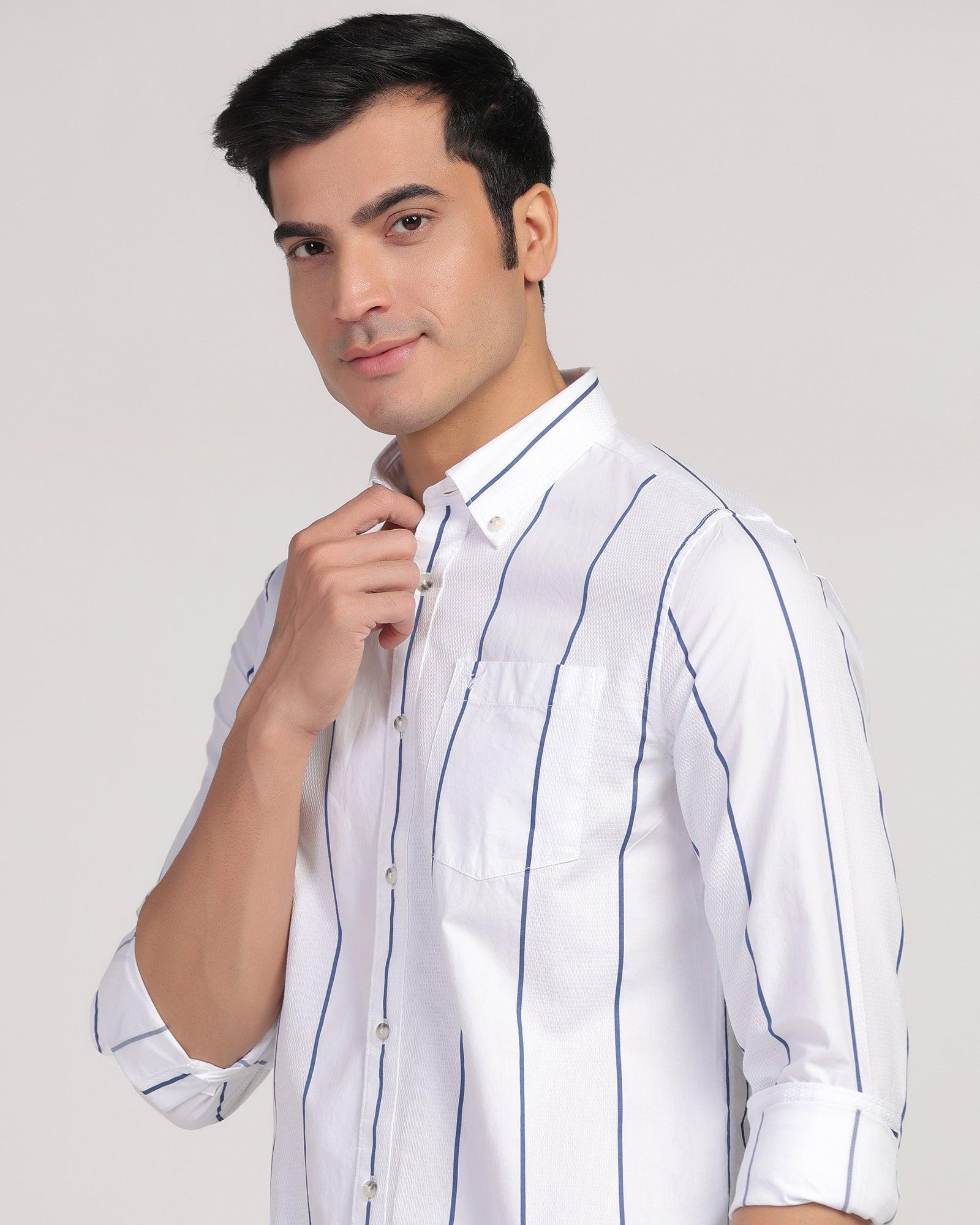 Casual White Stripe Shirt - Dustin - Image 4