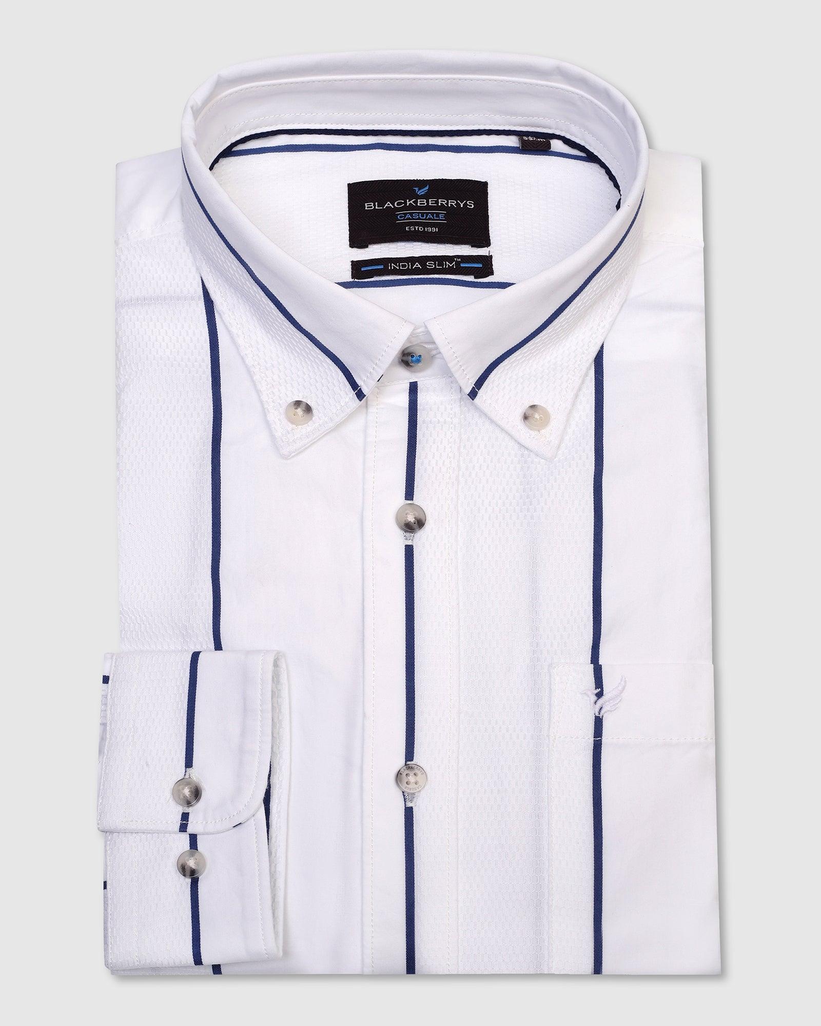 Casual White Stripe Shirt - Dustin - Image 5