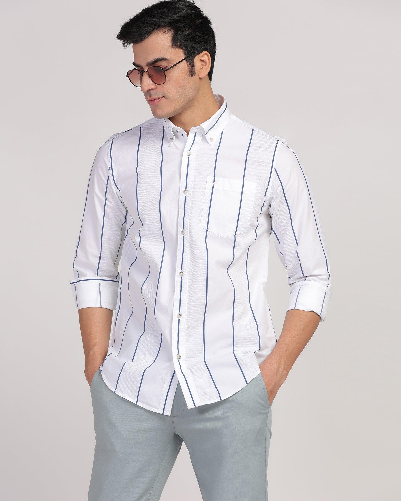 Casual White Stripe Shirt - Dustin - Image 6