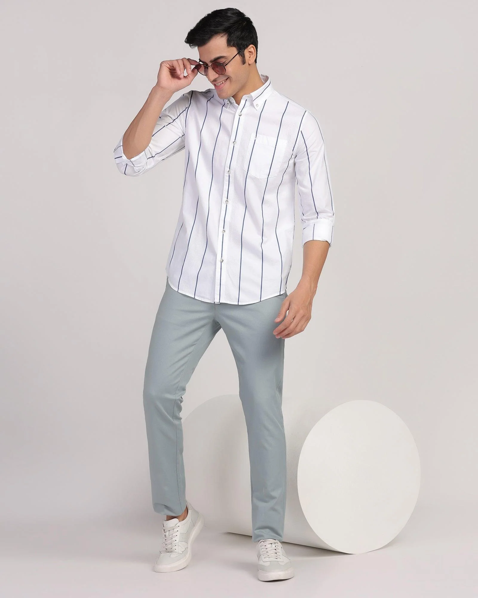 Casual White Stripe Shirt - Dustin - Image 7