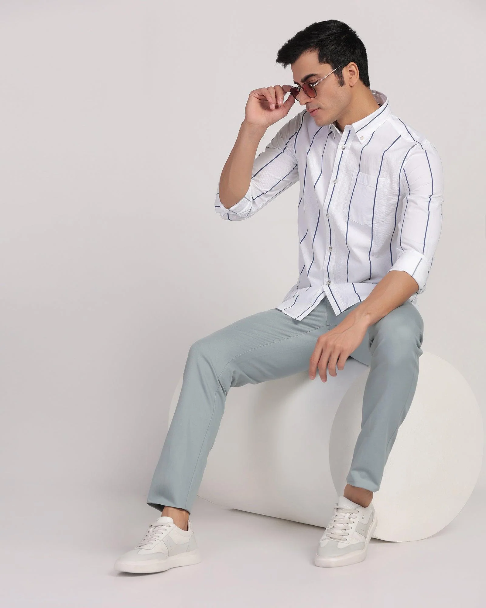 Casual White Stripe Shirt - Dustin - Image 8