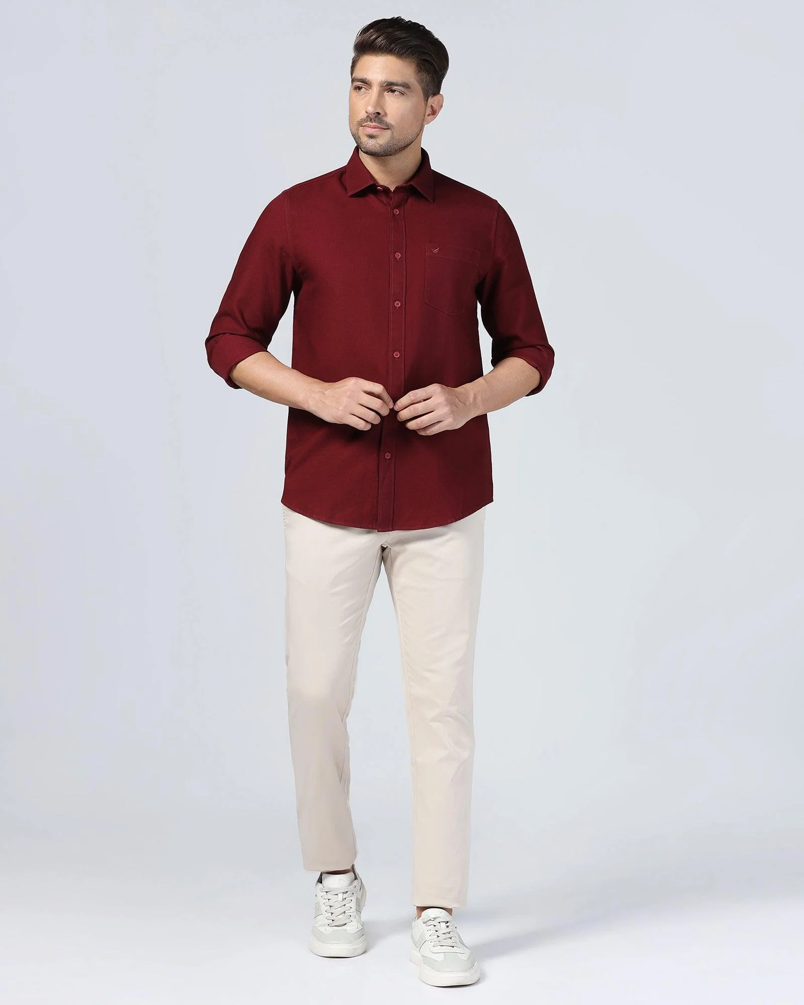 Casual Wine Textured Shirt - Caty - Image 4
