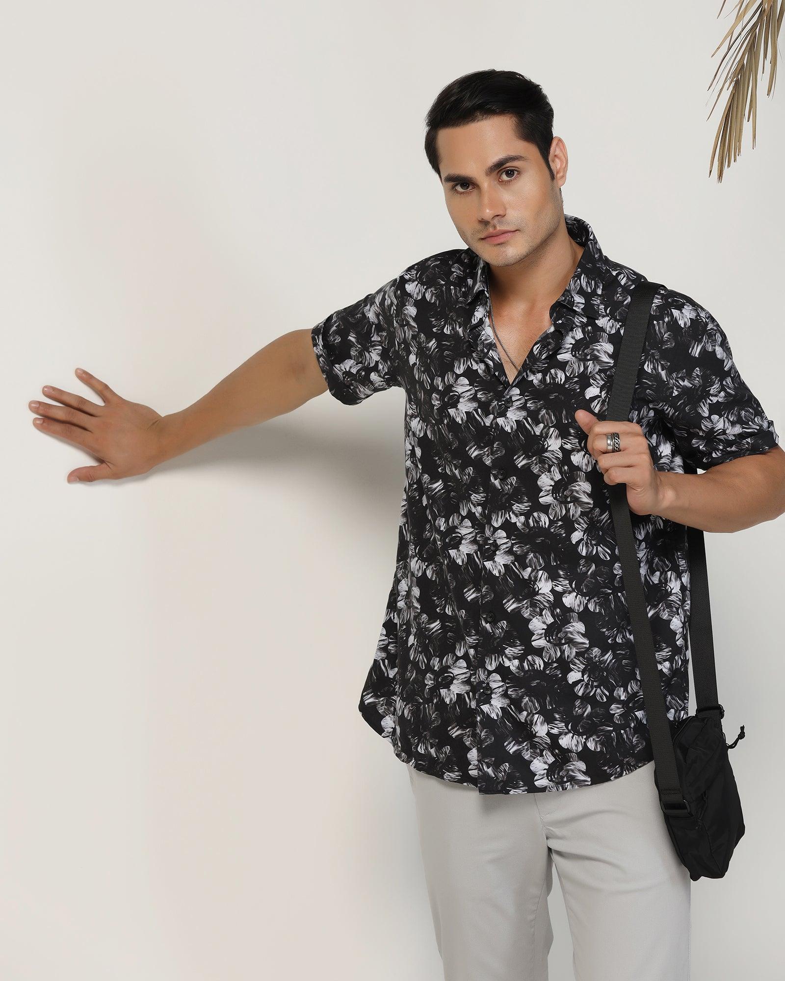 Casual Half Sleeve Black Printed Shirt - Emaar - Image 7