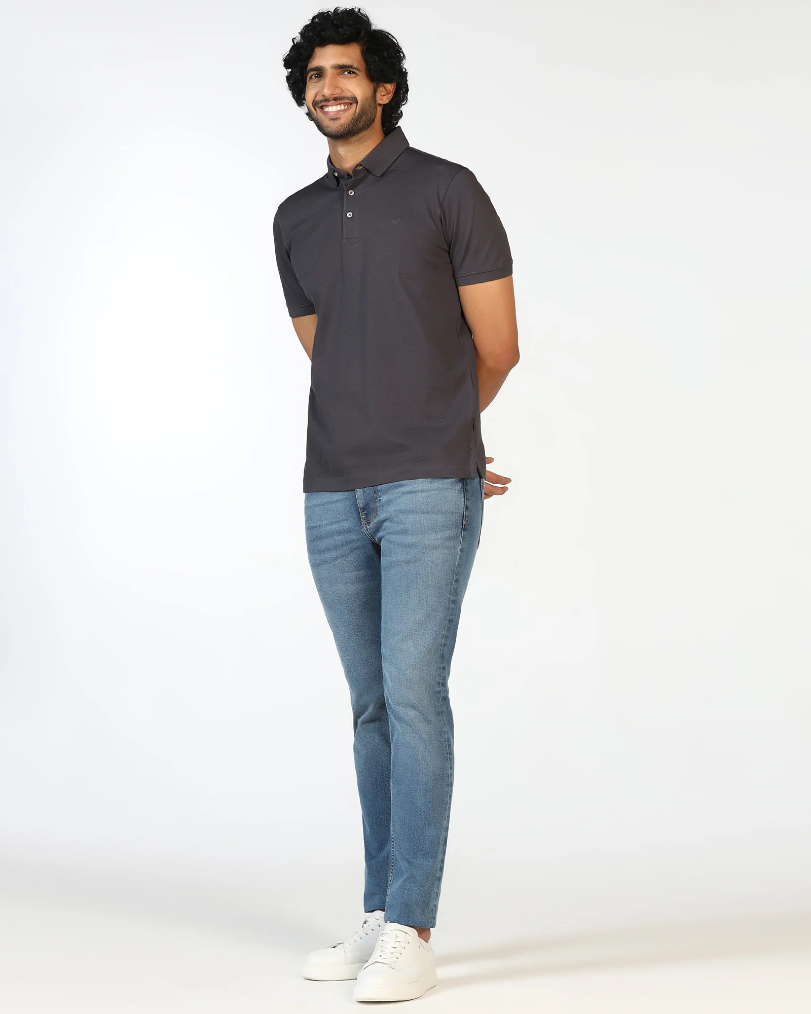 Charcoal Textured Polo - Wayne - Image 8