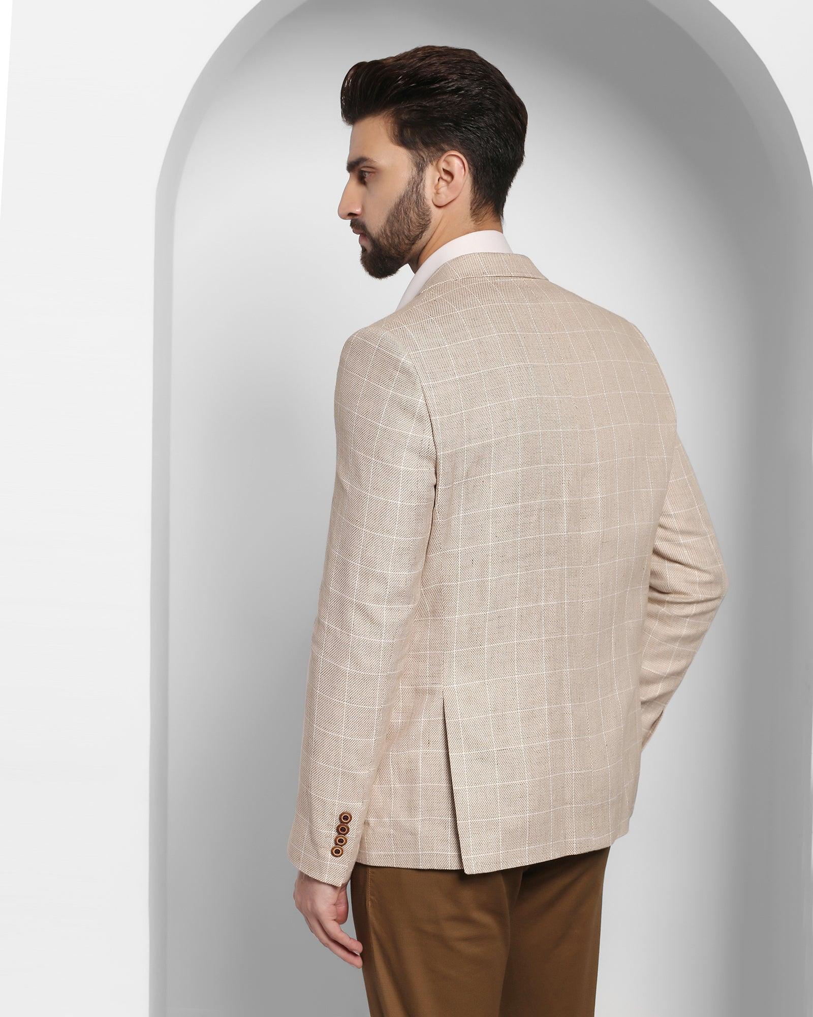 Linen Casual Mid Brown Check Blazer - Scout - Image 2
