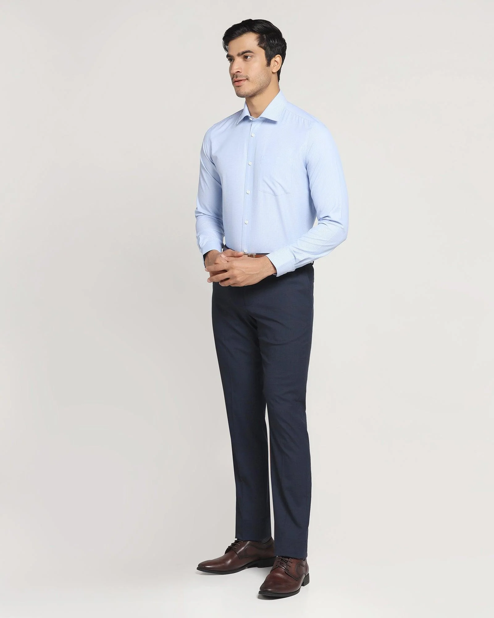 UnWrinkle Formal Blue Check Shirt - Specter - Image 3