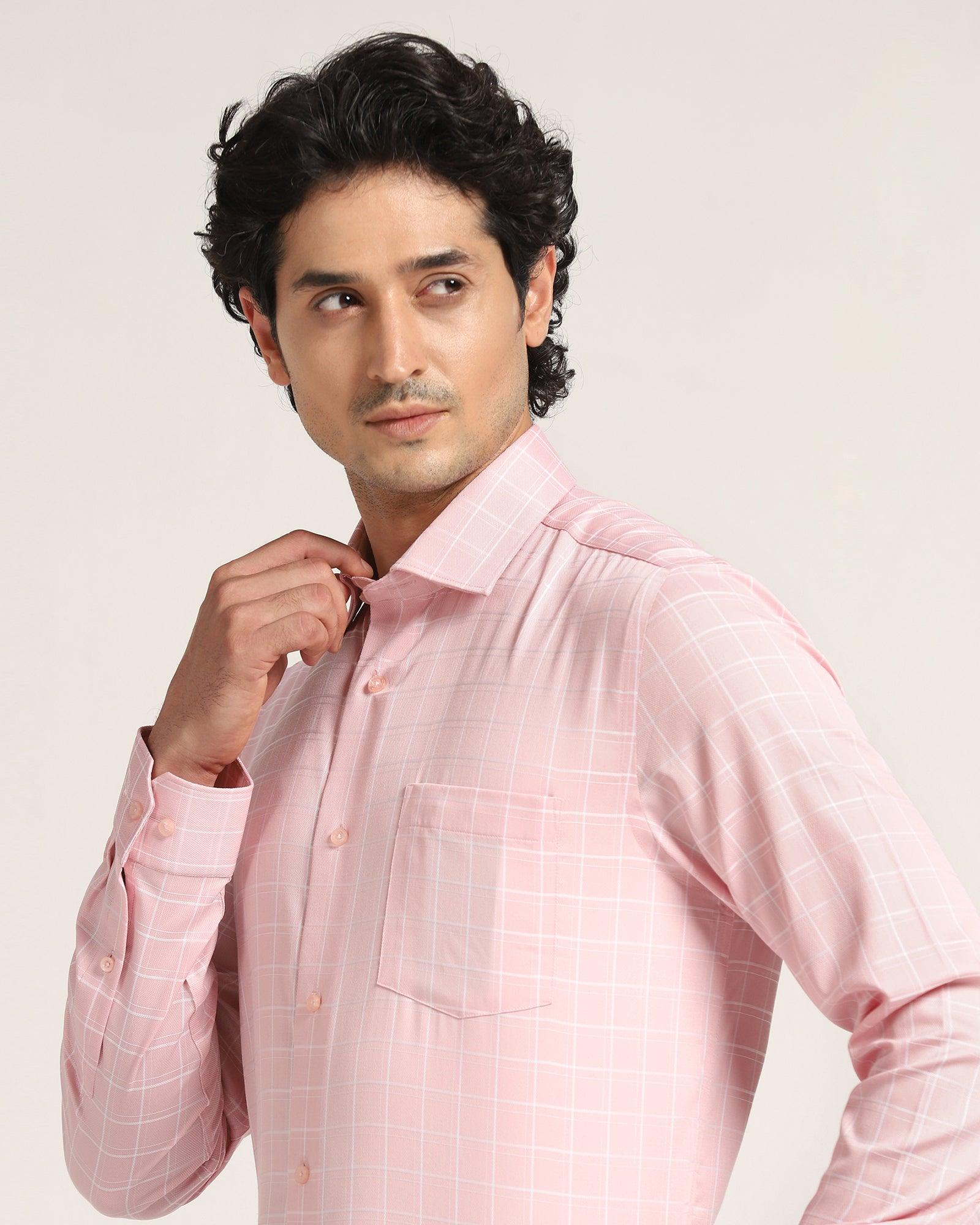 UnWrinkle Formal Dusty Pink Check Shirt - Yeti - Image 4