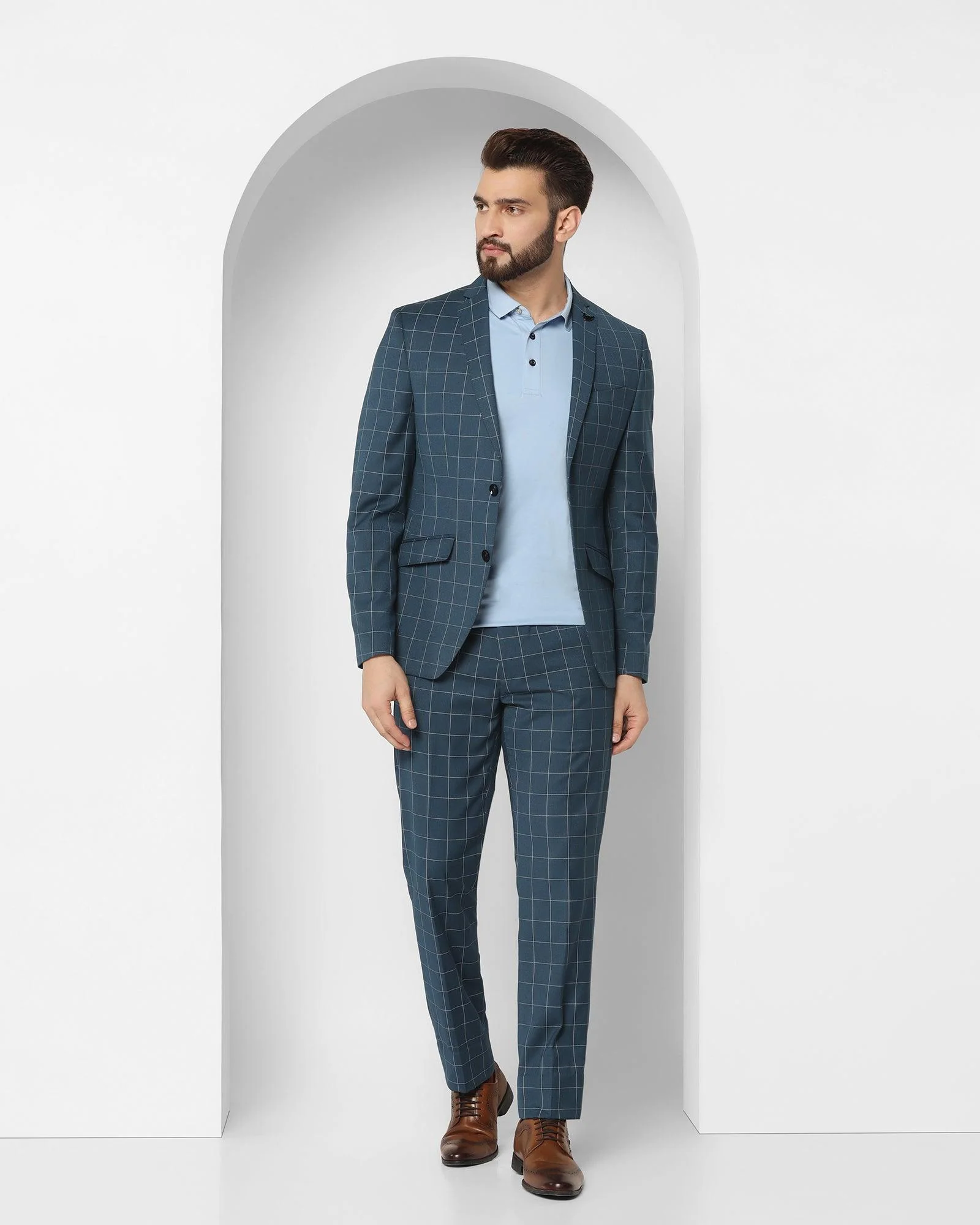 Tuxedo Multitude 6X Teal Check Formal Suit - Micah - Image 10