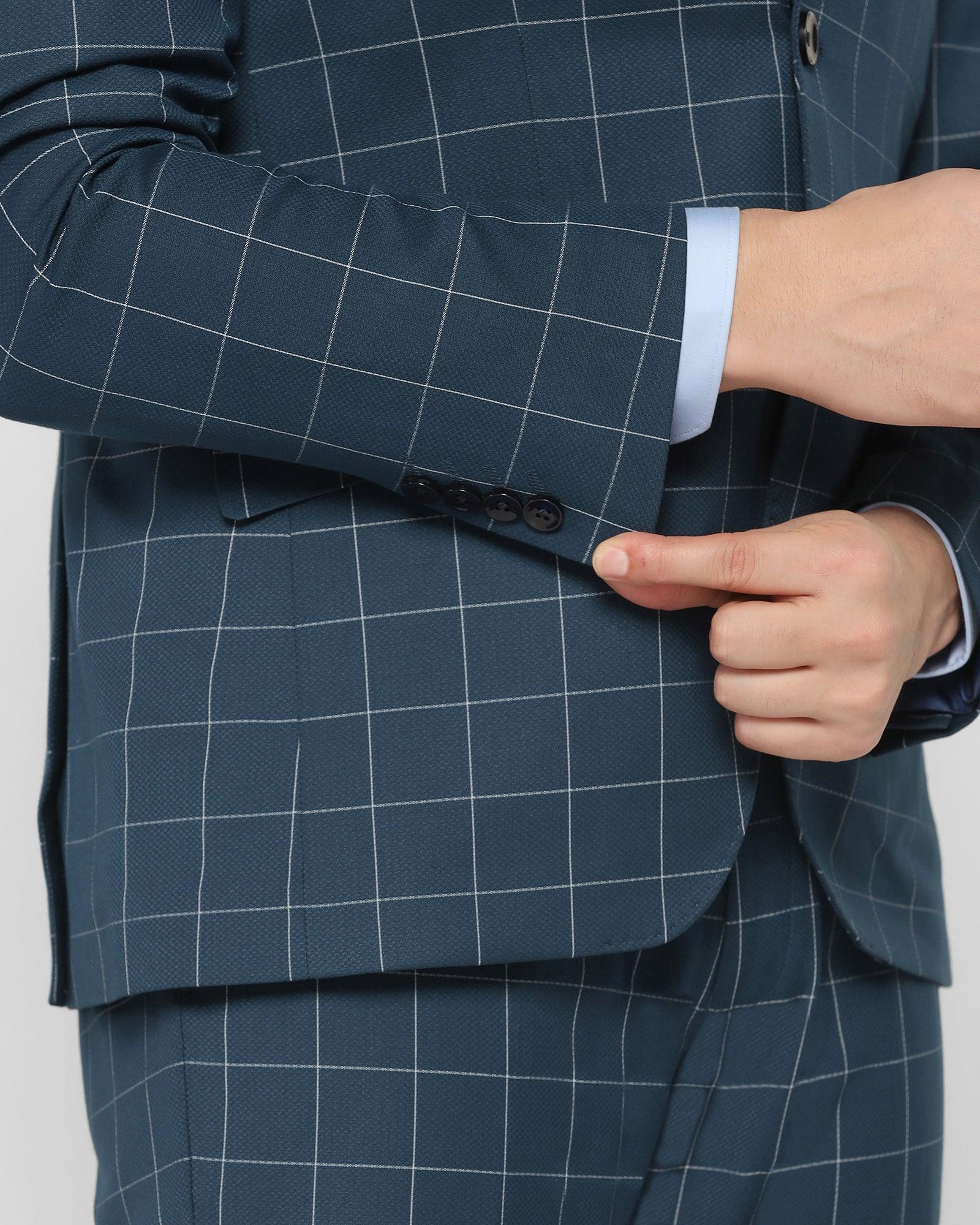 Tuxedo Multitude 6X Teal Check Formal Suit - Micah - Image 6