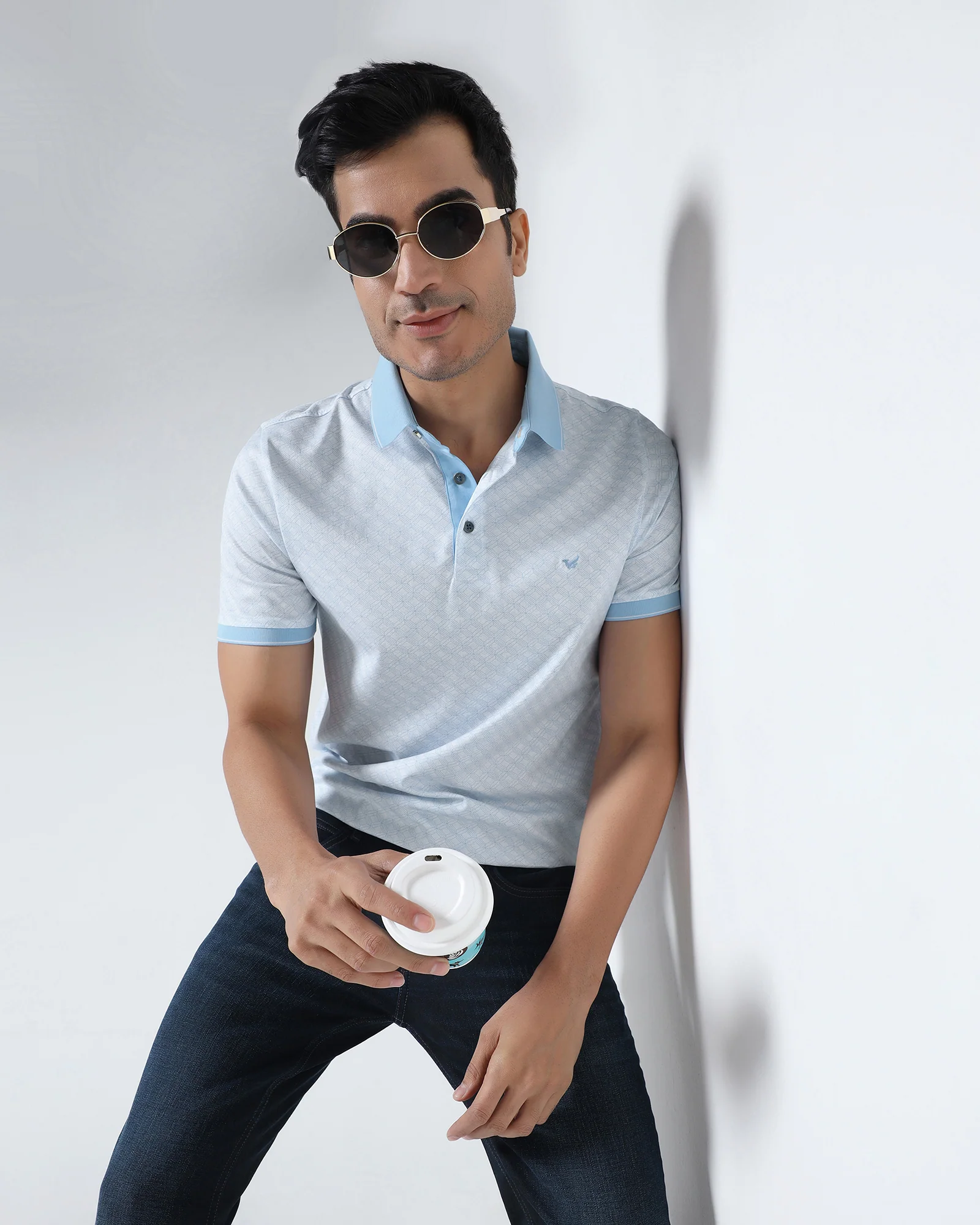 Cool Blue Printed Polo - Cross - Image 8