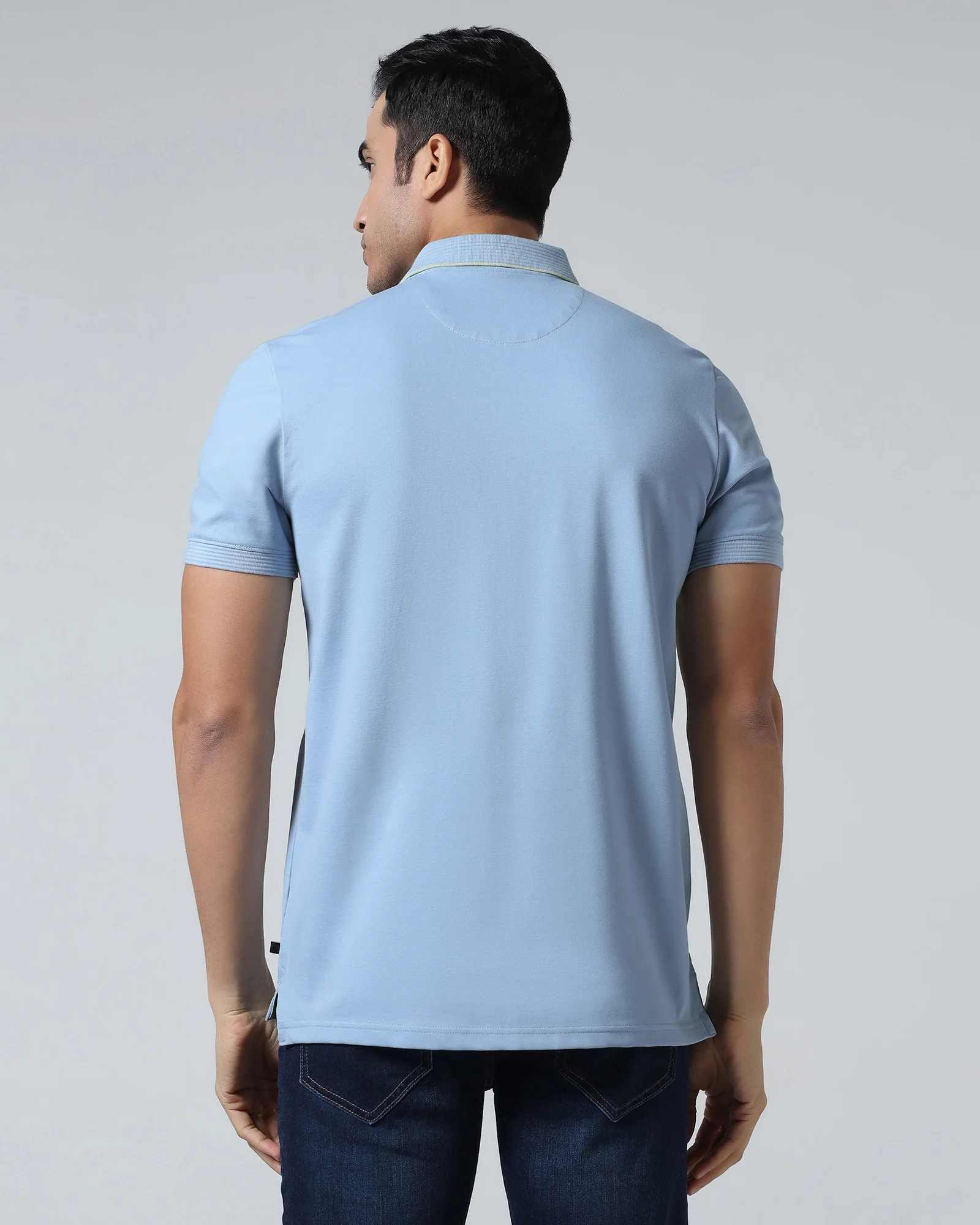 Cool Blue Solid Polo - Aesun - Image 2