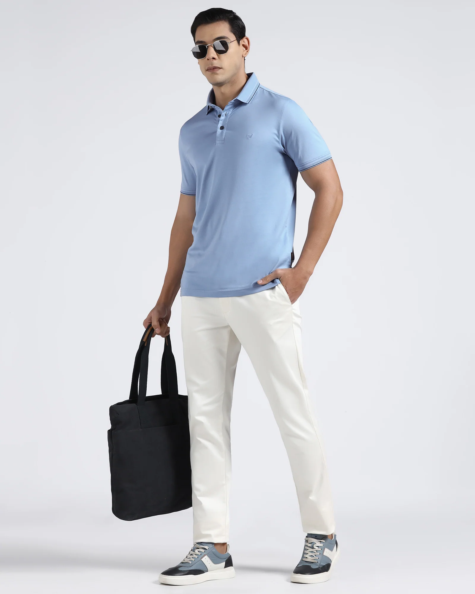 Cool Blue Solid Polo - Ram - Image 8