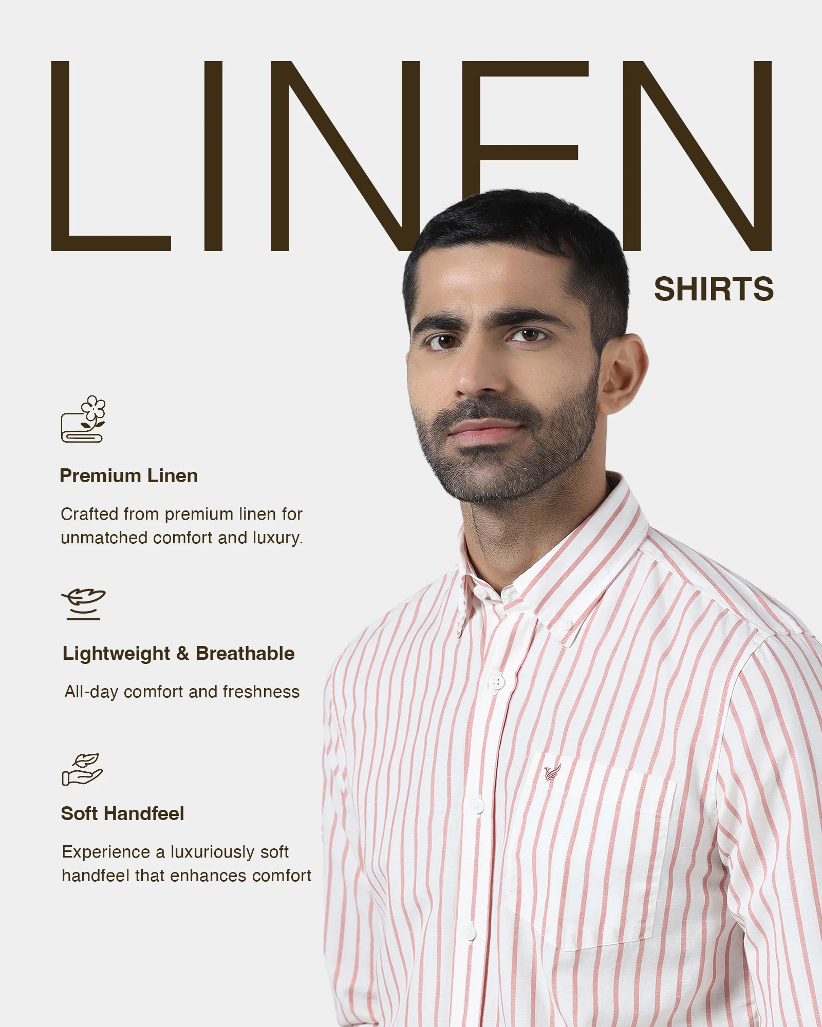 Coral Linen Stripe Shirt - Marzel - Image 4