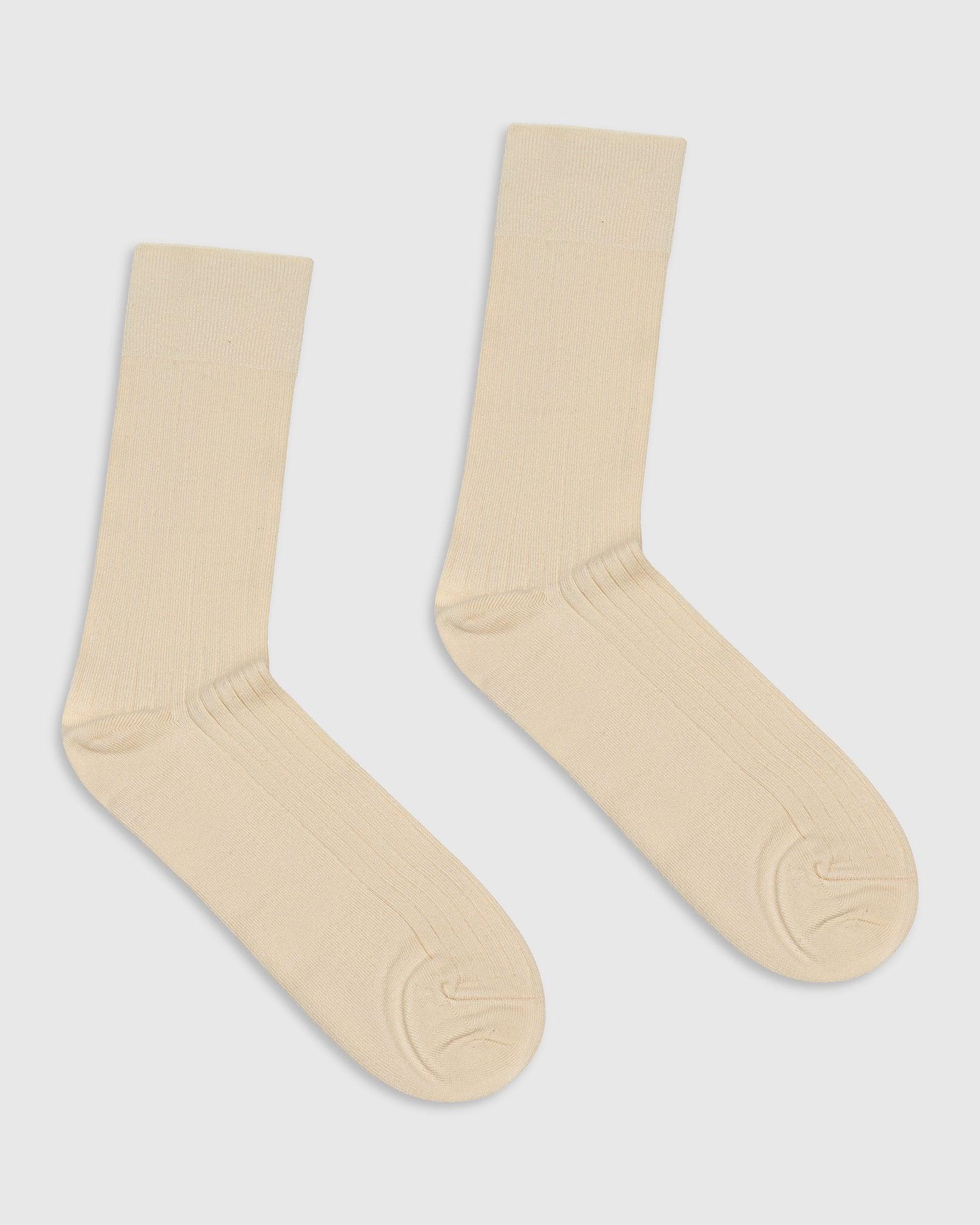 Cotton Beige Knitted Socks - Thai - Image 3