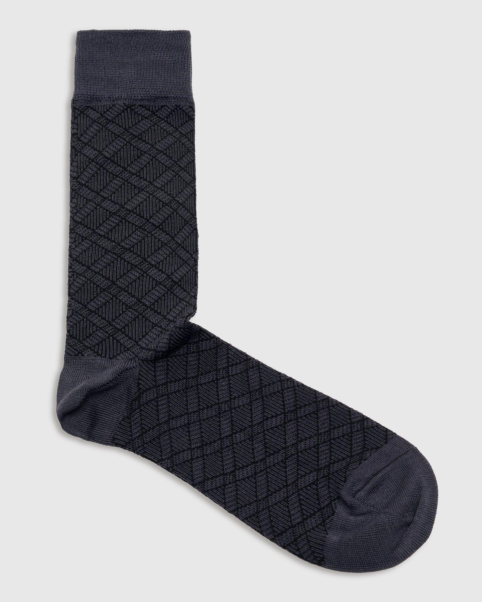 Cotton Dark Grey Knitted Socks - Saffron - Image 3