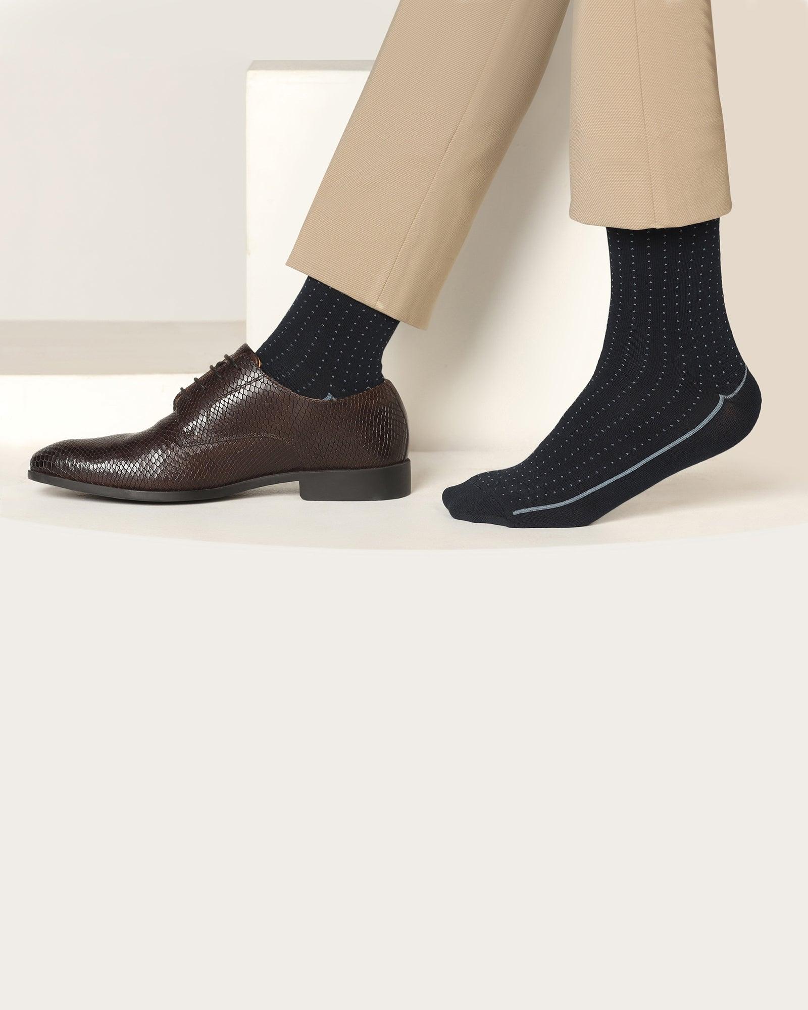 Cotton Deep Navy Knitted Socks - Star - Image 5