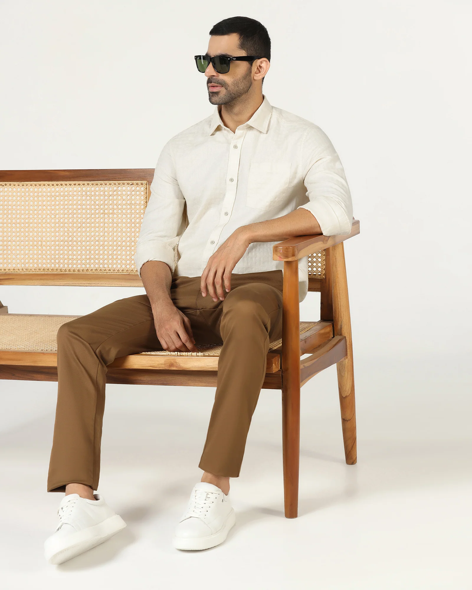 Cream Textured Shirt - Orcad - Image 7