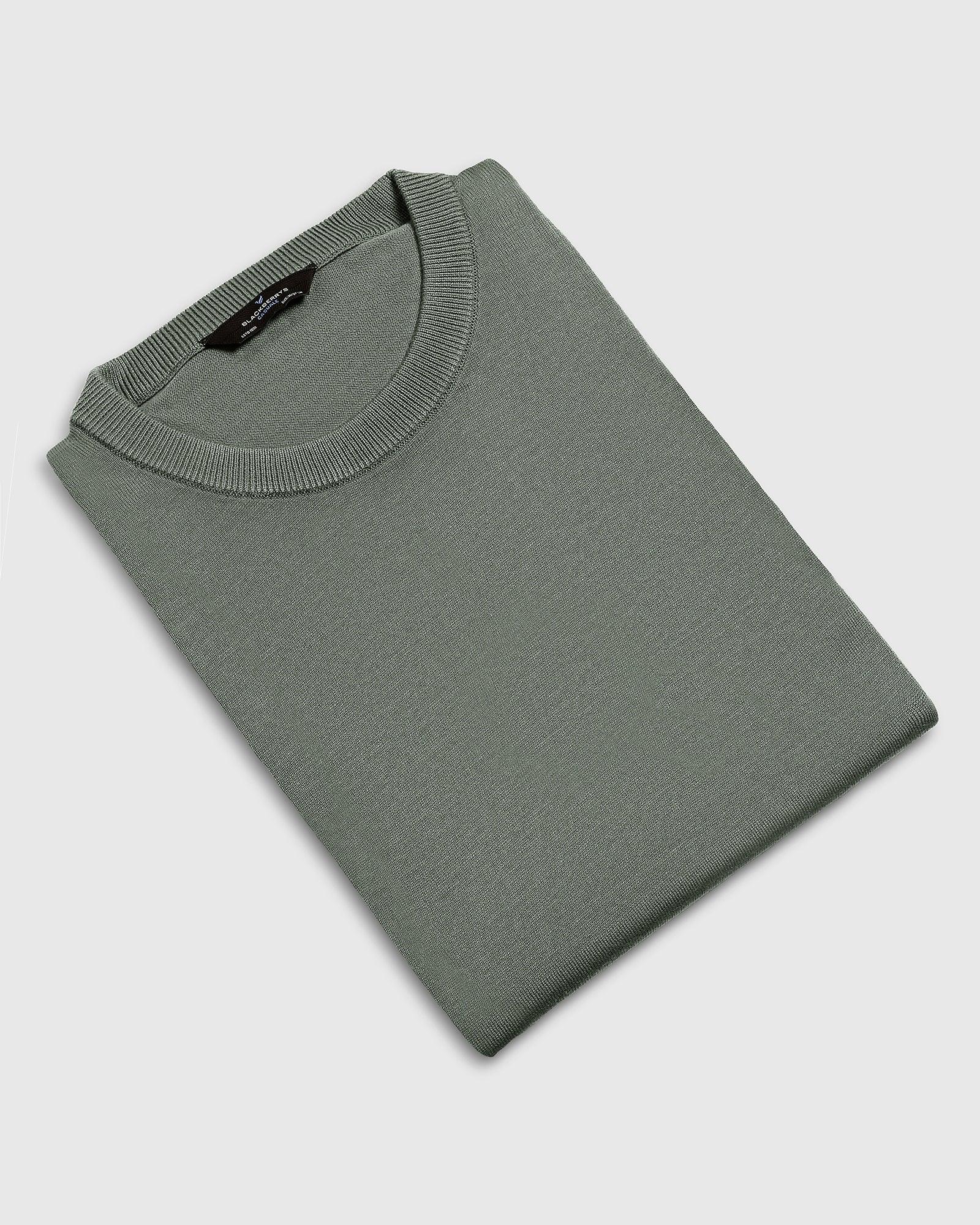 Crew Neck Jungle Green Yarn Dyed T-Shirt - Miya - Image 5